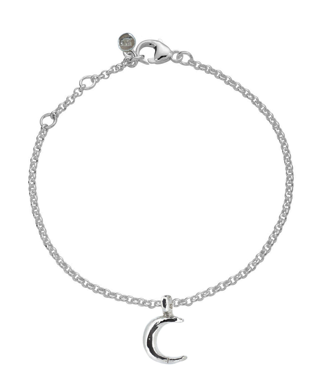 Crescent Moon Chain Anklet in Sterling Silver