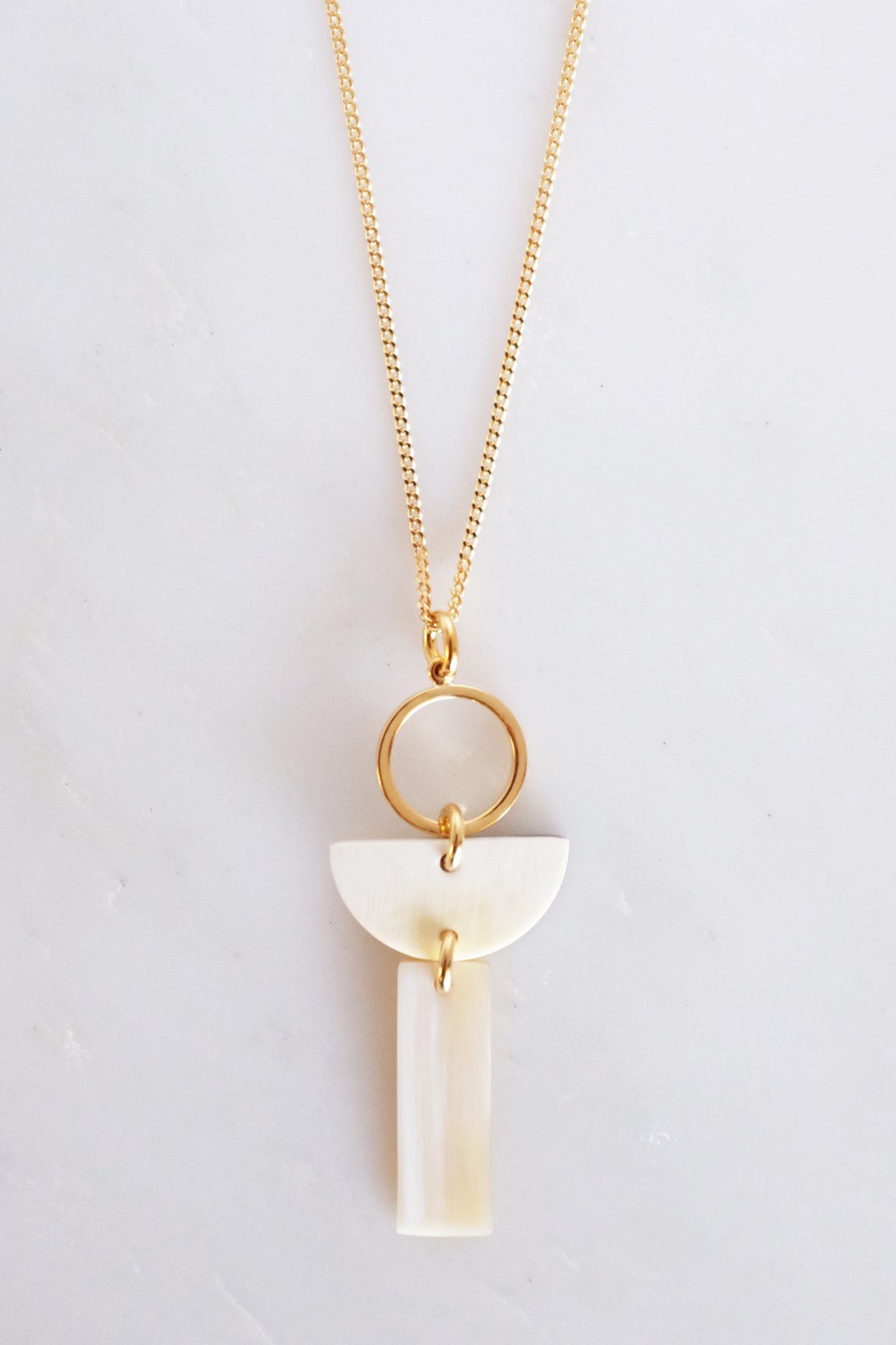 Geo Buffalo Horn Pendant Necklace