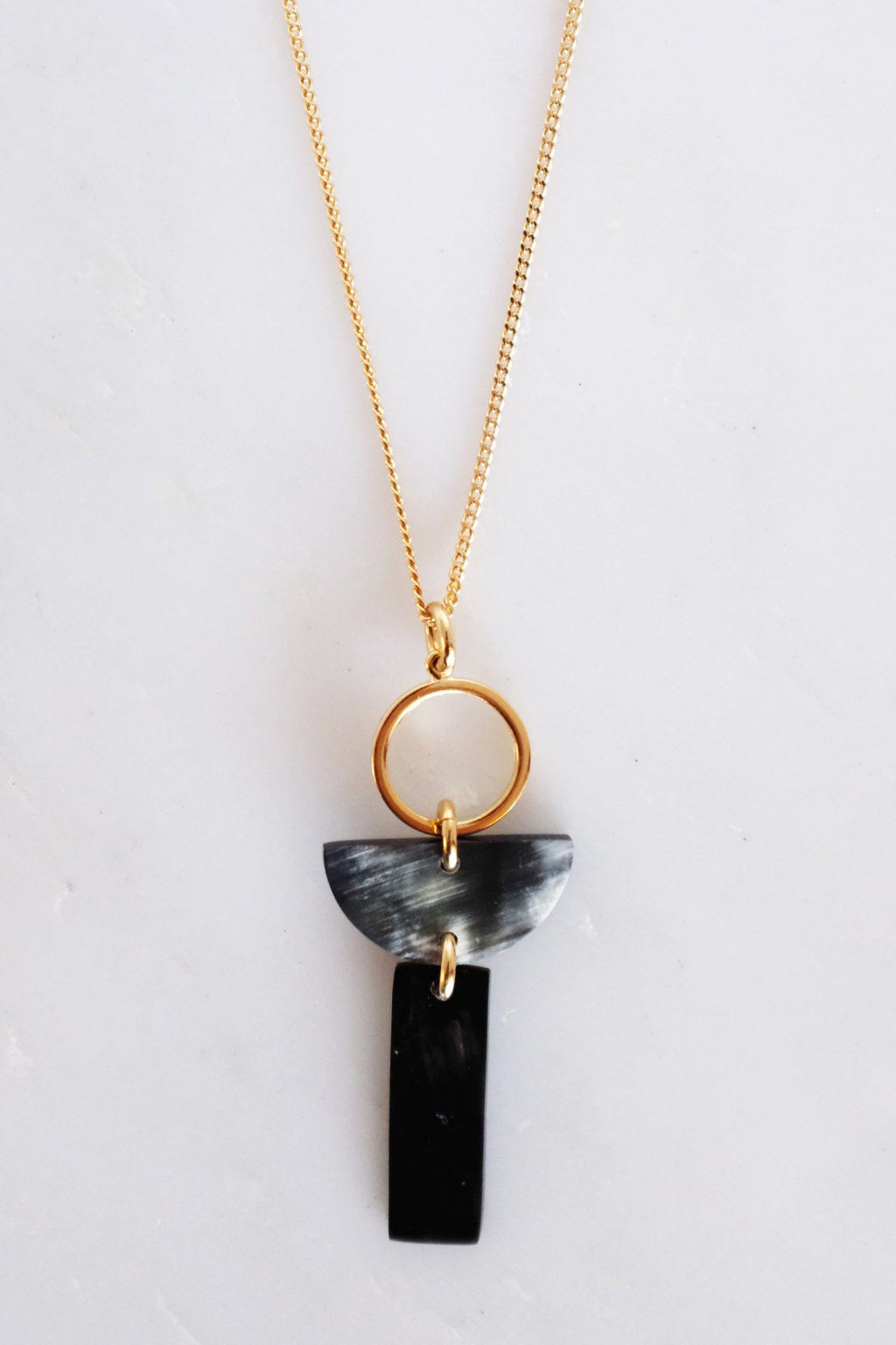 Geo Buffalo Horn Pendant Necklace