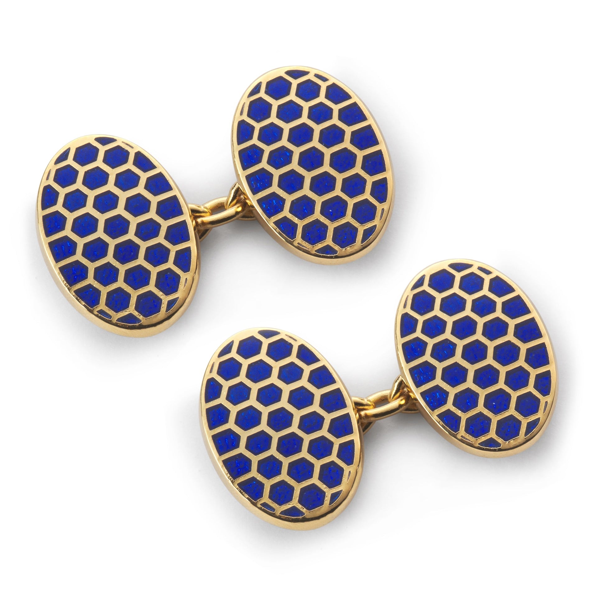 Honeycomb Chain Cufflinks In Blue & Gold
