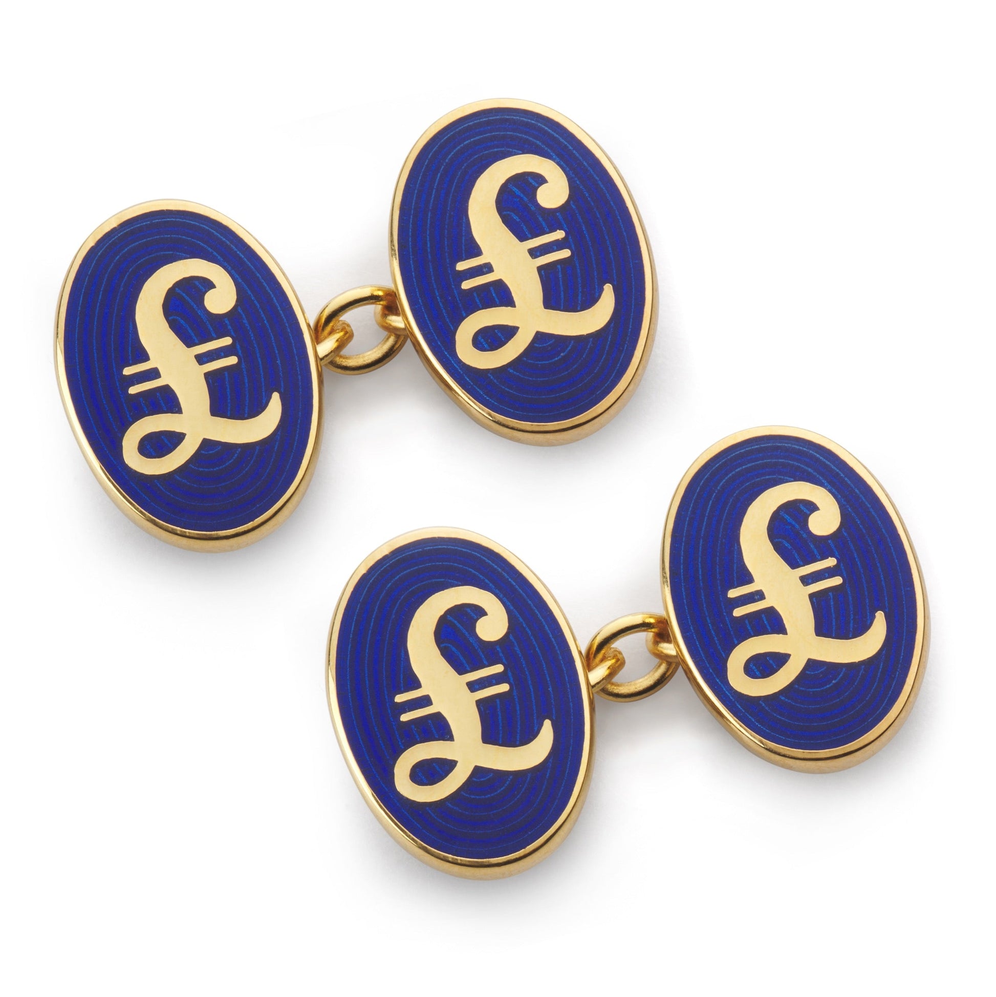Pound Sterling Chain Cufflinks In Blue & Gold