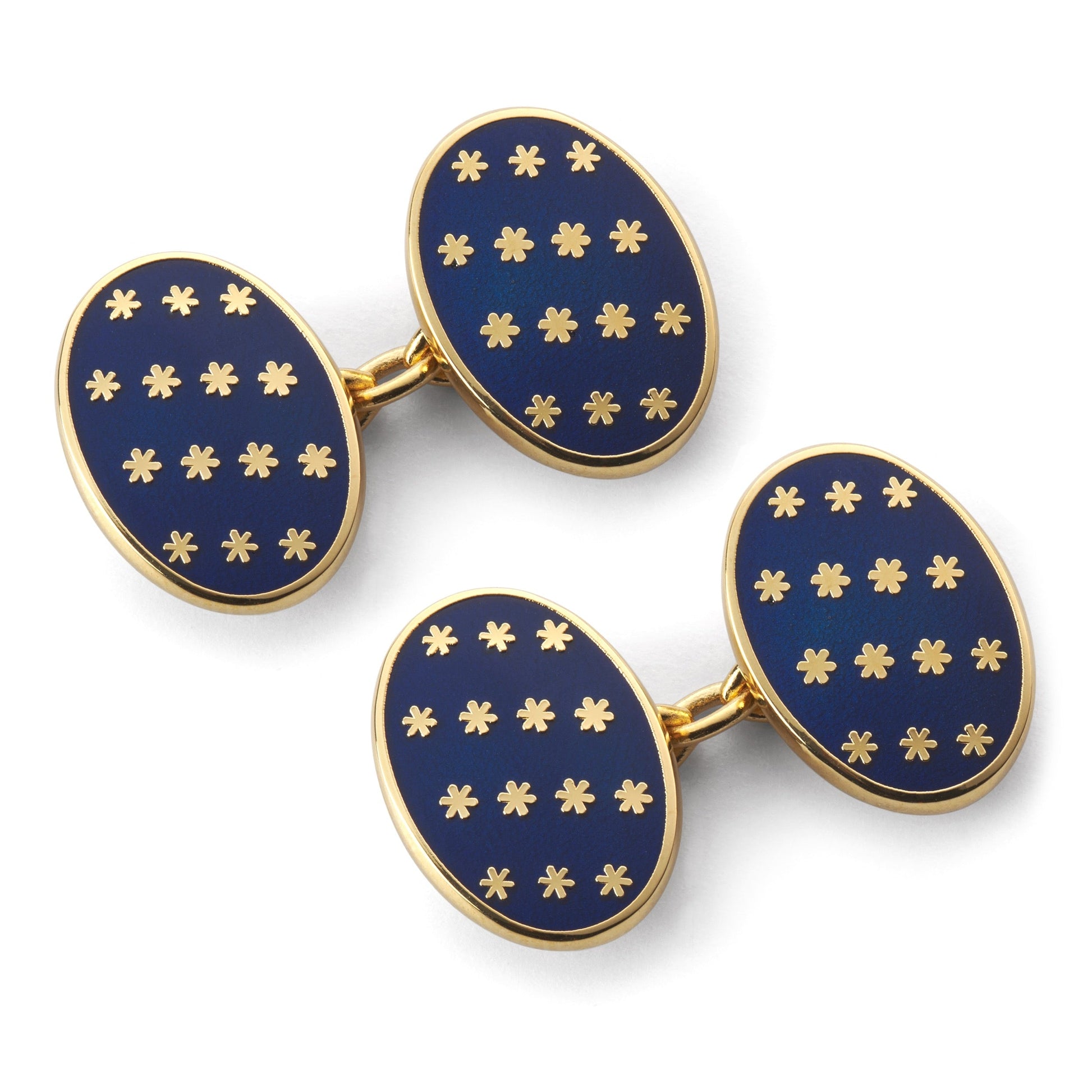 Star Chain Cufflinks In Navy & Gold