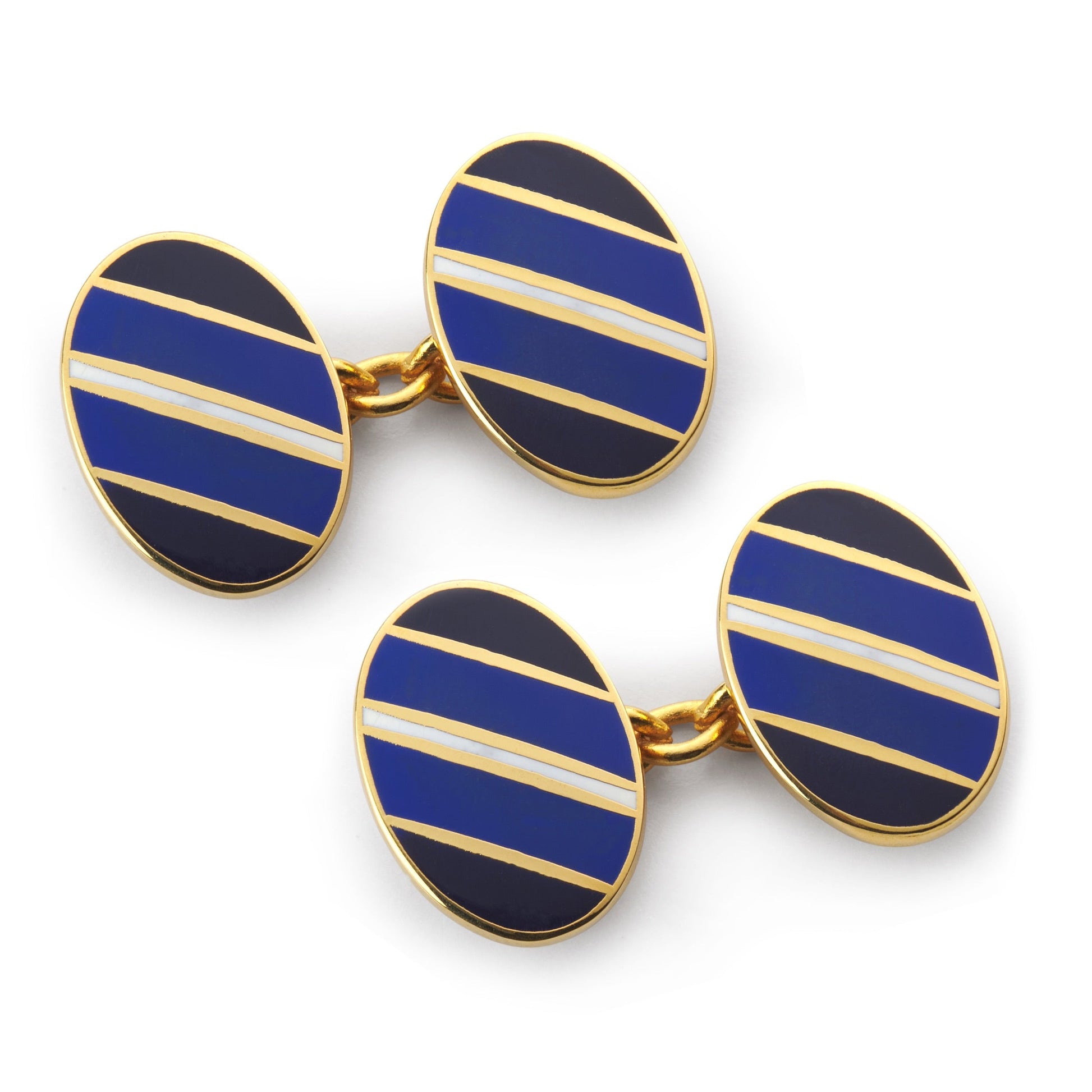 Stripe Chain Cufflinks In Blue And White
