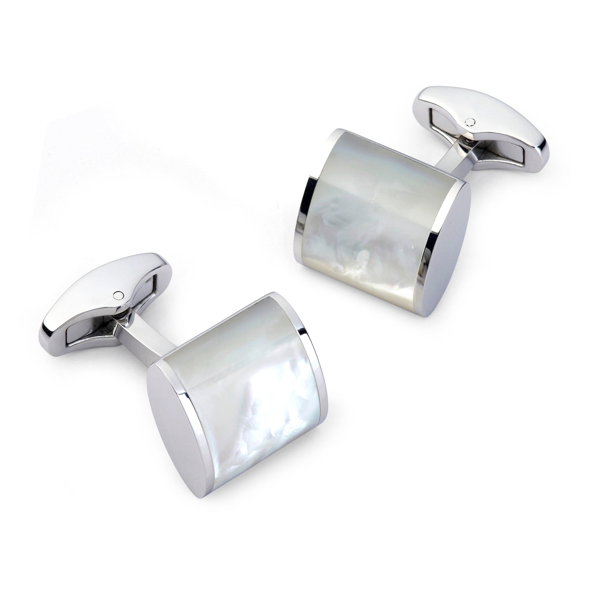 Neo Mother Of Pearl Cufflinks In Silver