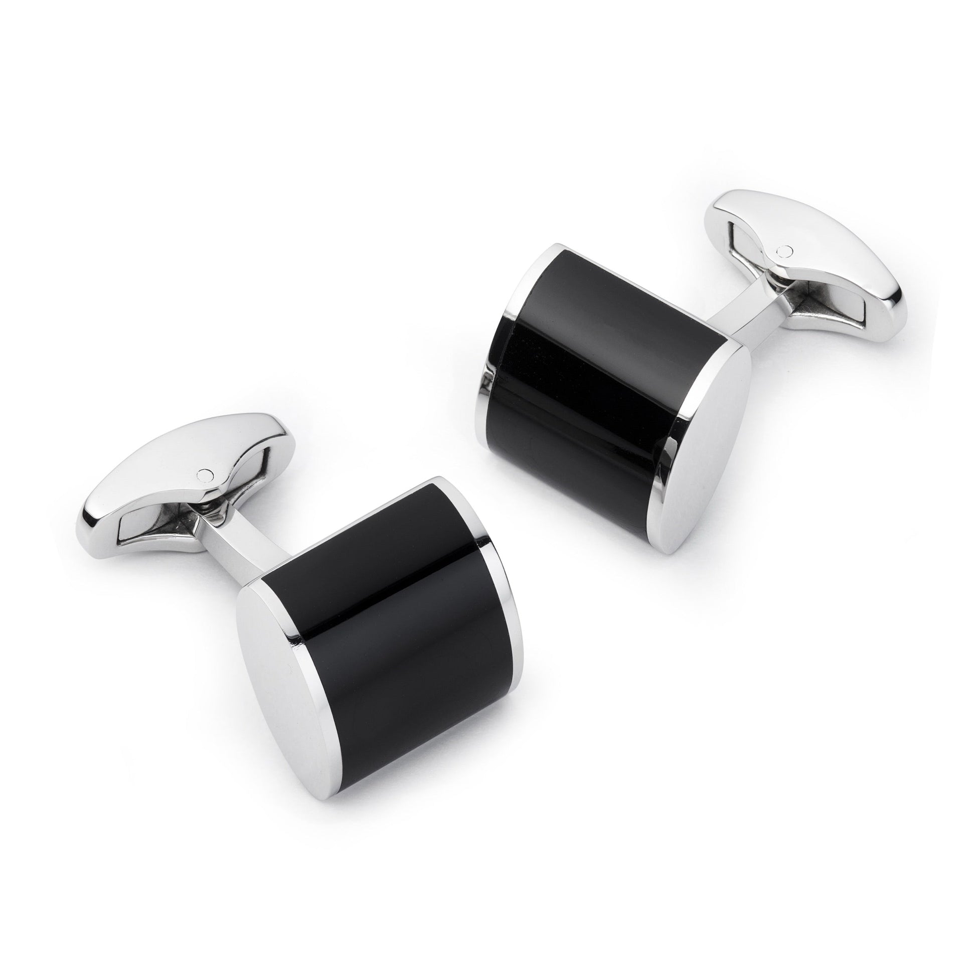 Neo Onyx Cufflinks In Silver