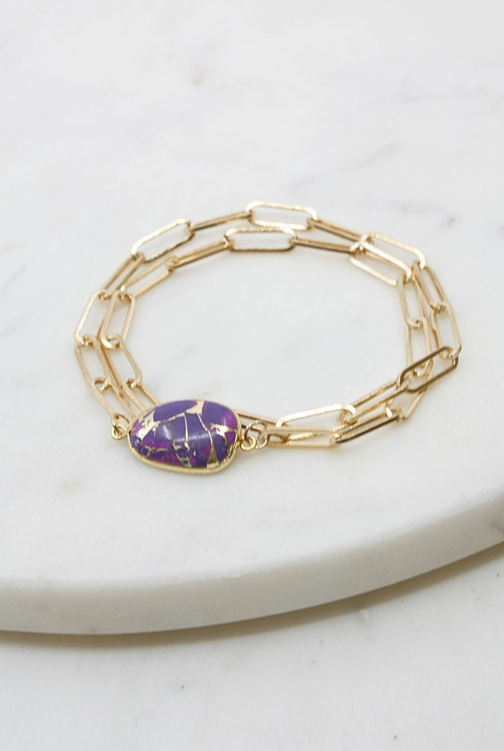 2 in1 Bracelet Necklace in Purple Turquoise Mojave