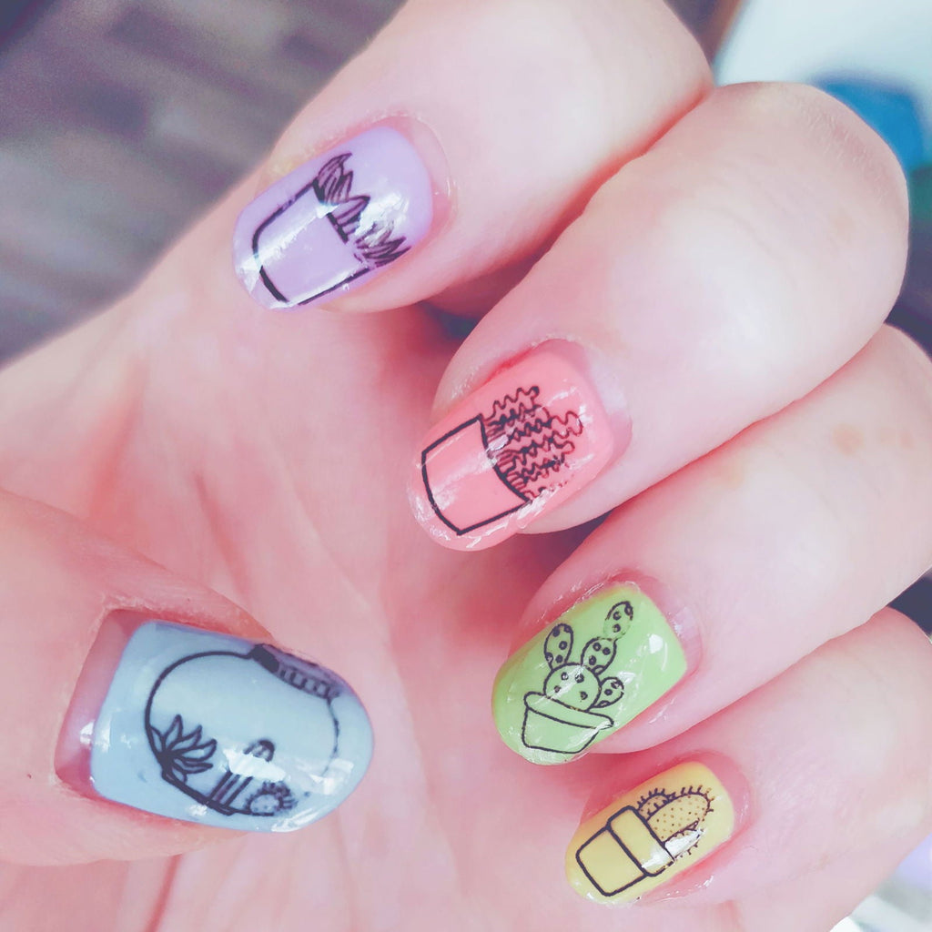 Cacti and Succulents Waterslide Nail Decals