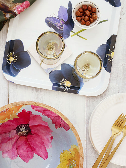 Black Hellebore on Snow Serving Tray