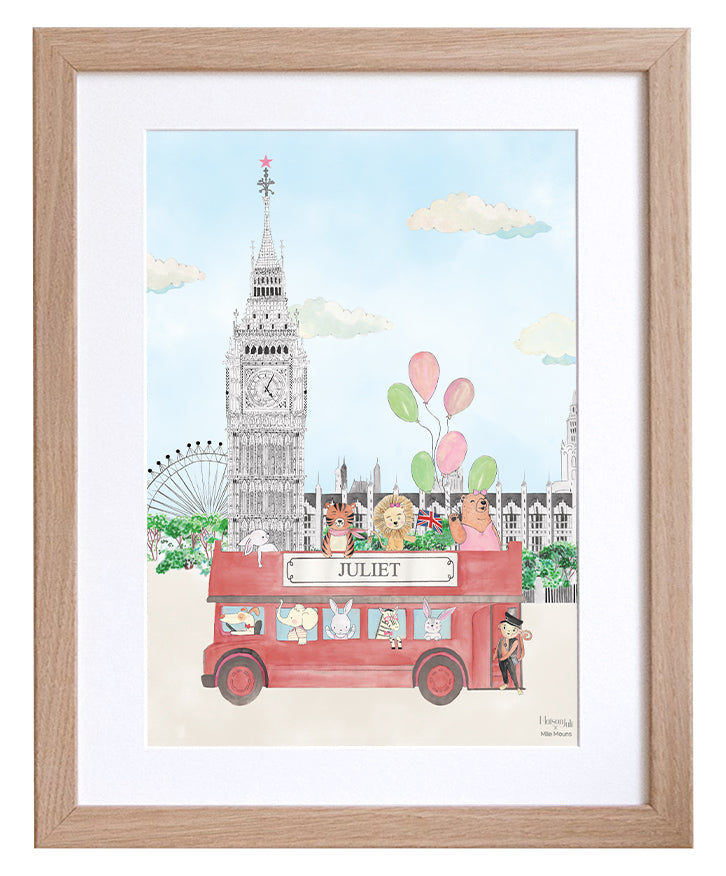The animals and Big Ben for girls personalised