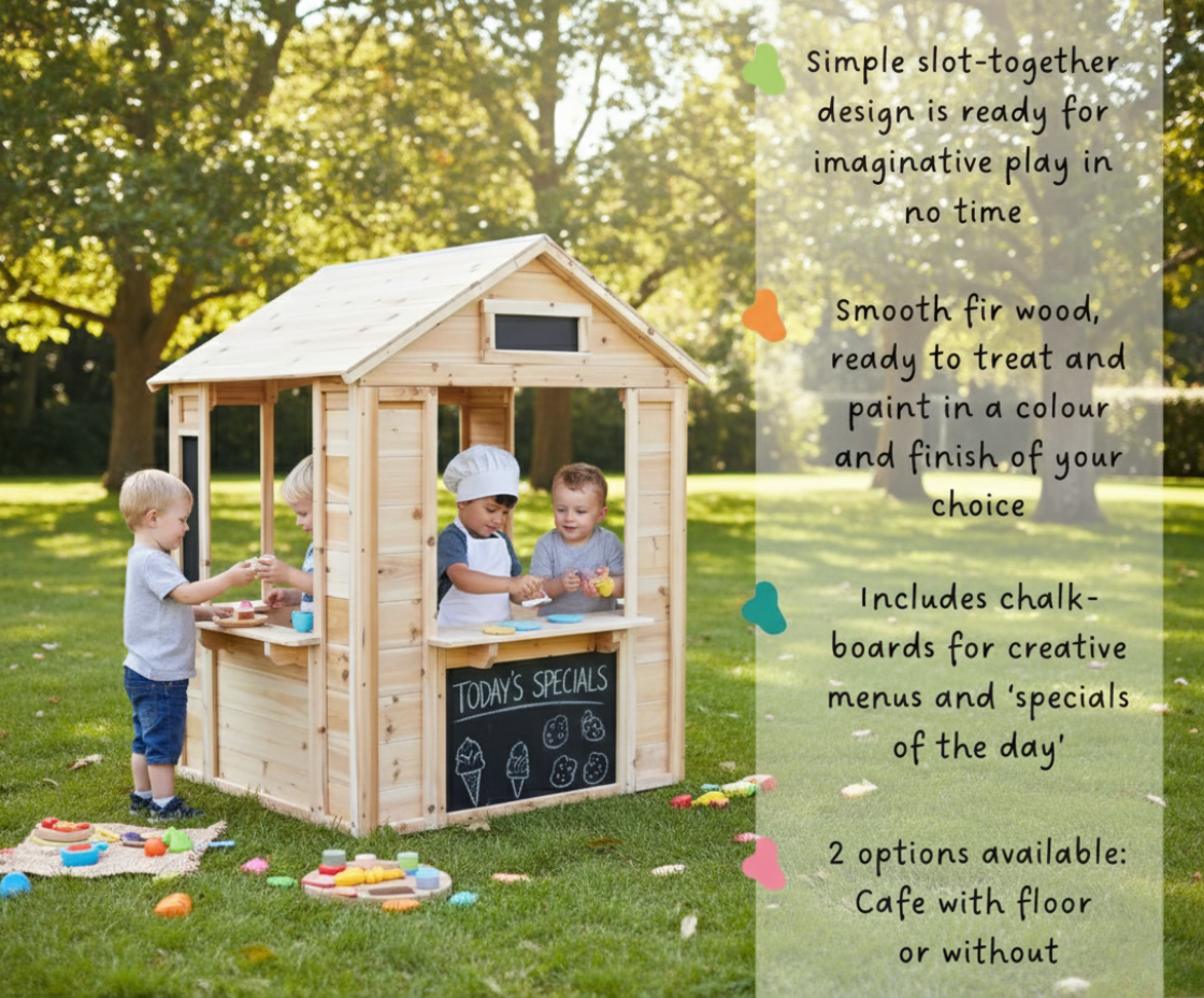 Wooden Café Shop Playhouse for Kids