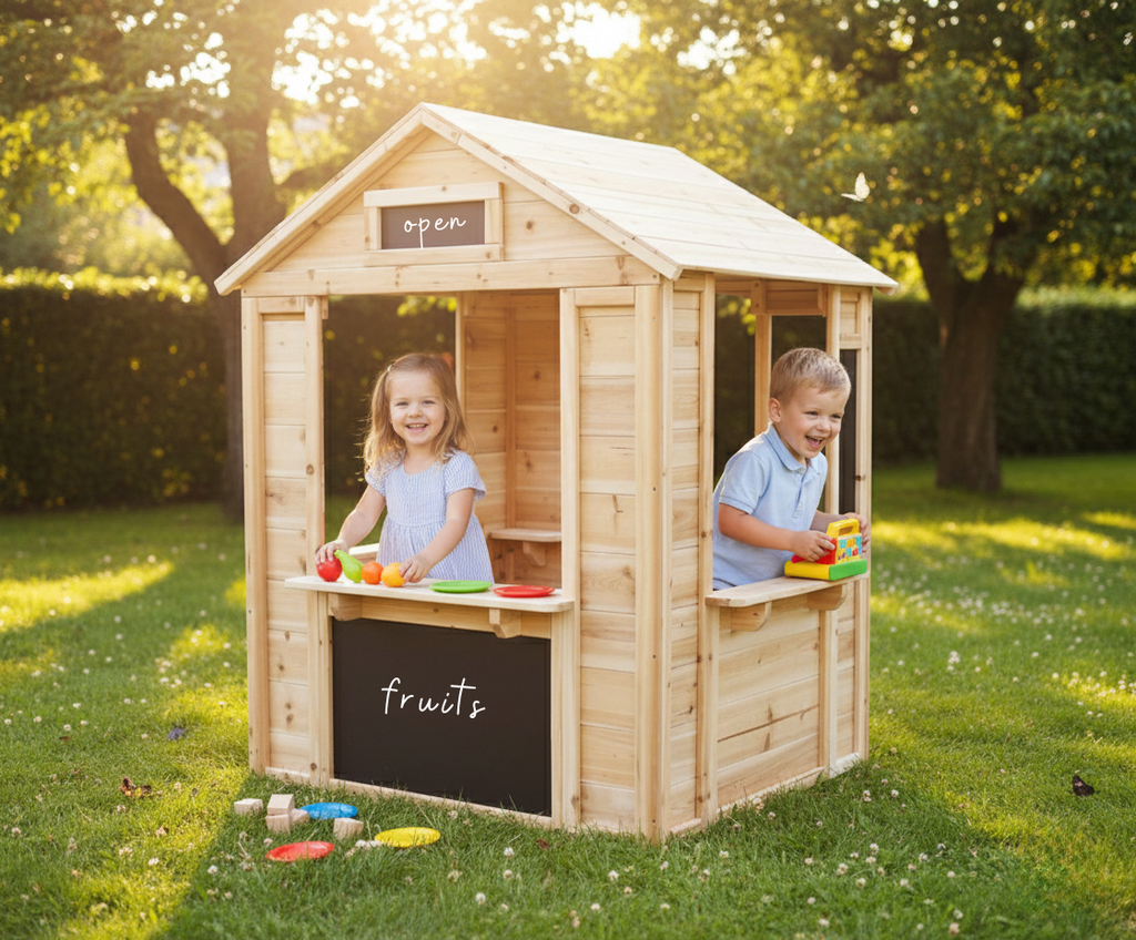 Wooden Café Shop Playhouse for Kids