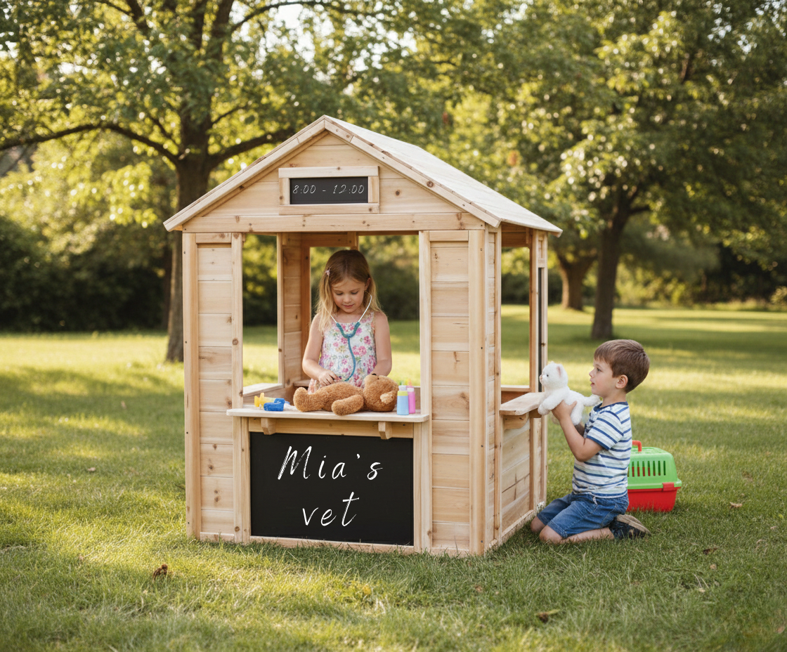 Wooden Café Shop Playhouse for Kids