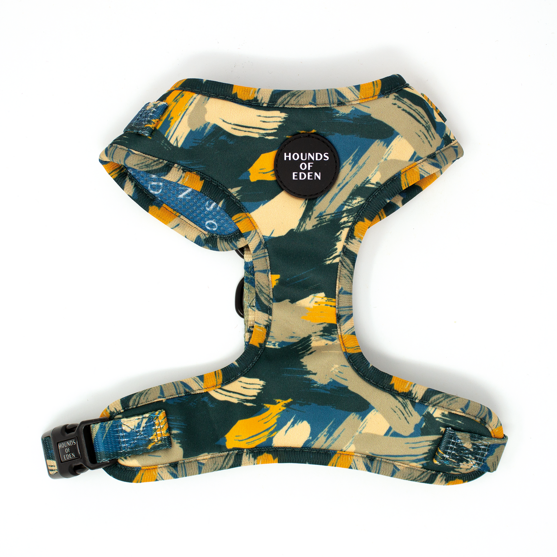 'Brush it Off' - Olive, Blue & Orange Camo Pattern Dog Collar