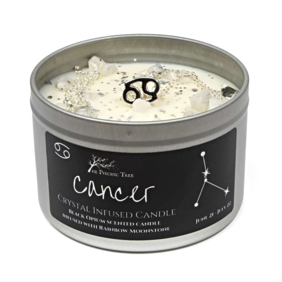 Cancer Zodiac Scented Candle with Crystal and Jewellery
