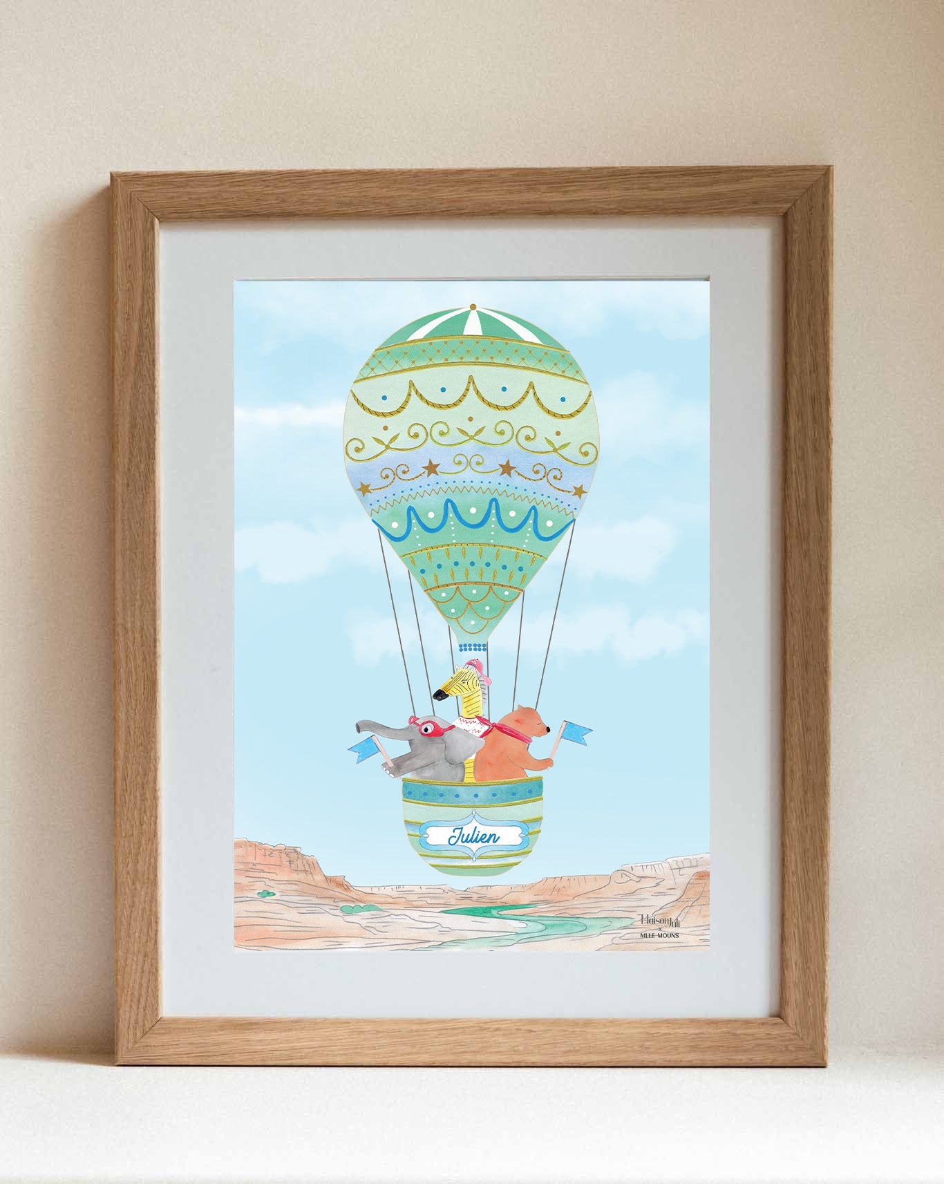 The Personalised Hot Air Balloon of the Grand Canyon Artwork for boys