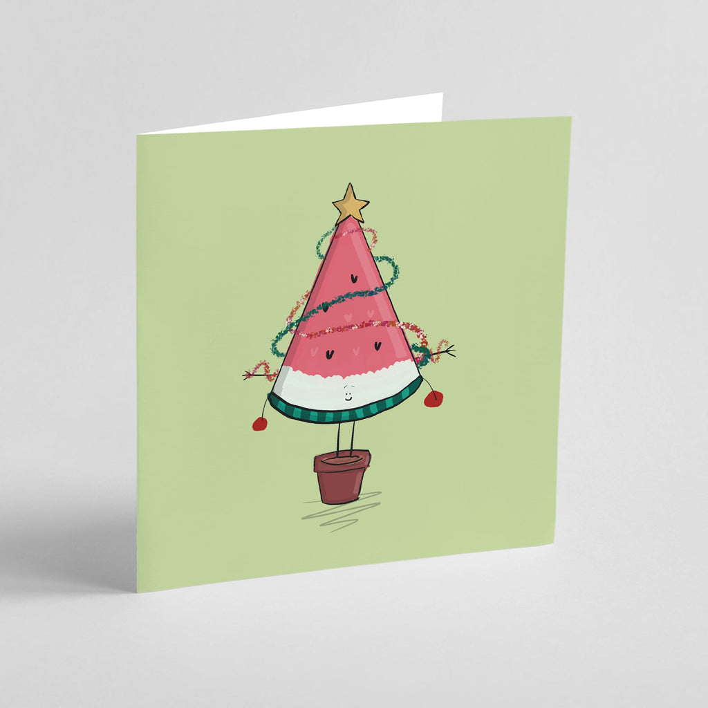 Watermelon Fan Christmas Tree Card