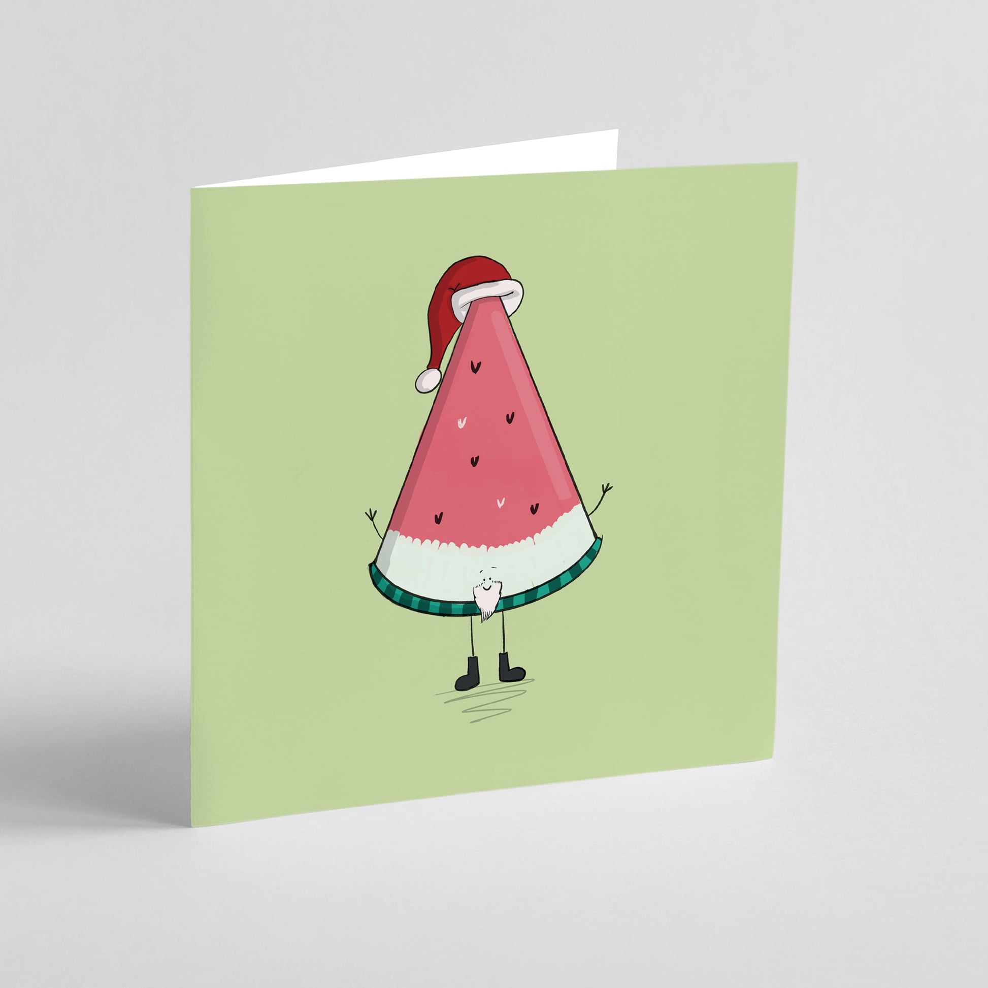 Santa Watermelon Slice Christmas Greeting Card