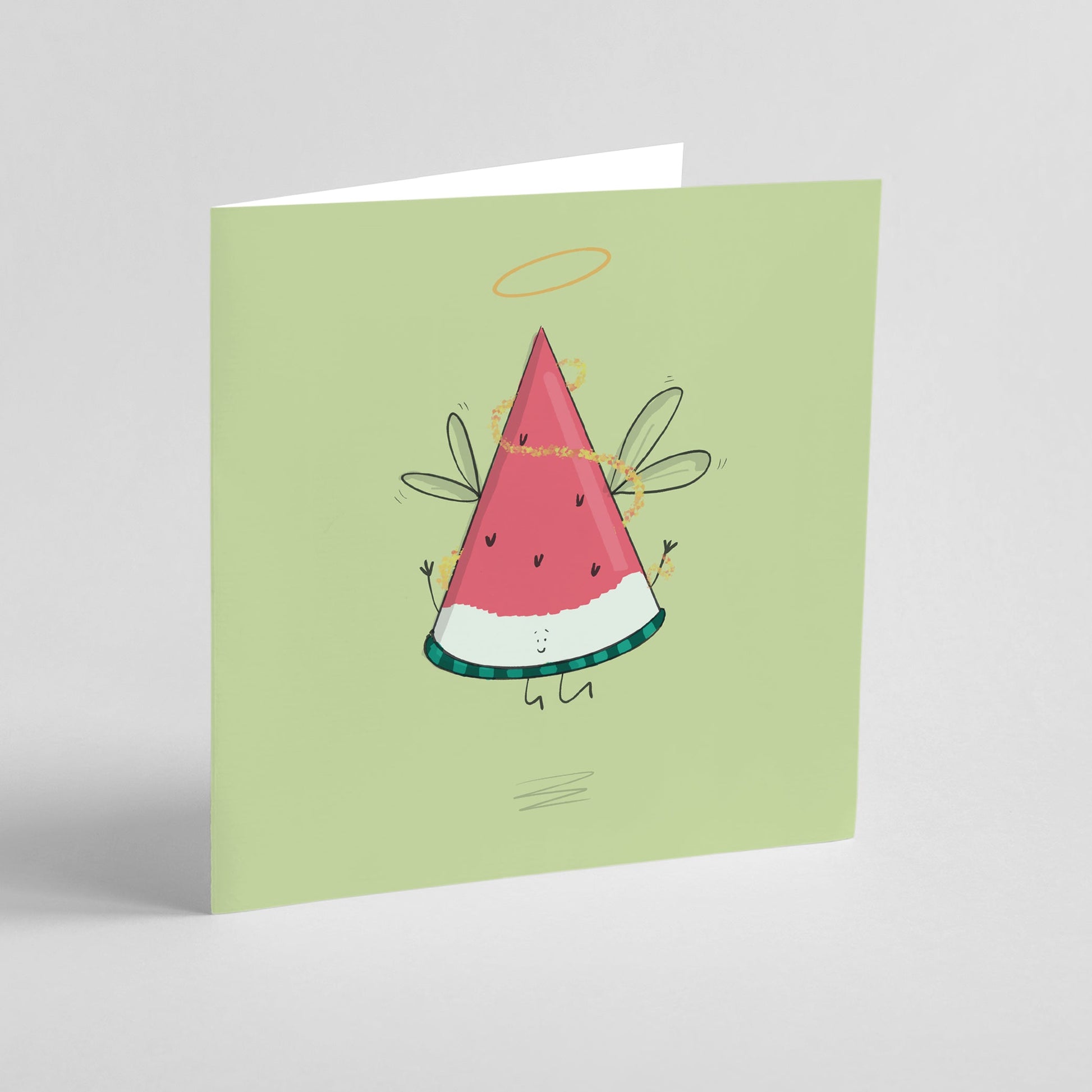 Angel Watermelon Slice Christmas Greeting Card