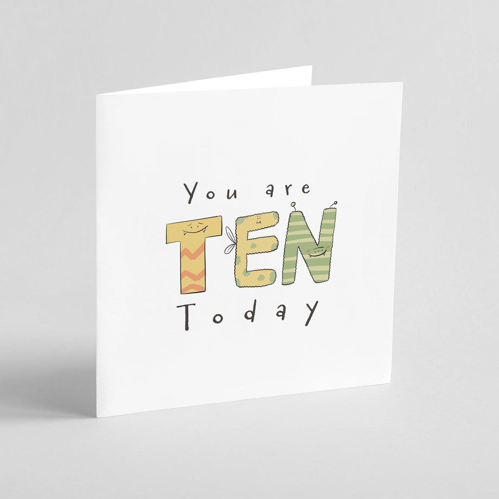 You Are 10 Today – Cute Monster Milestone Birthday Card