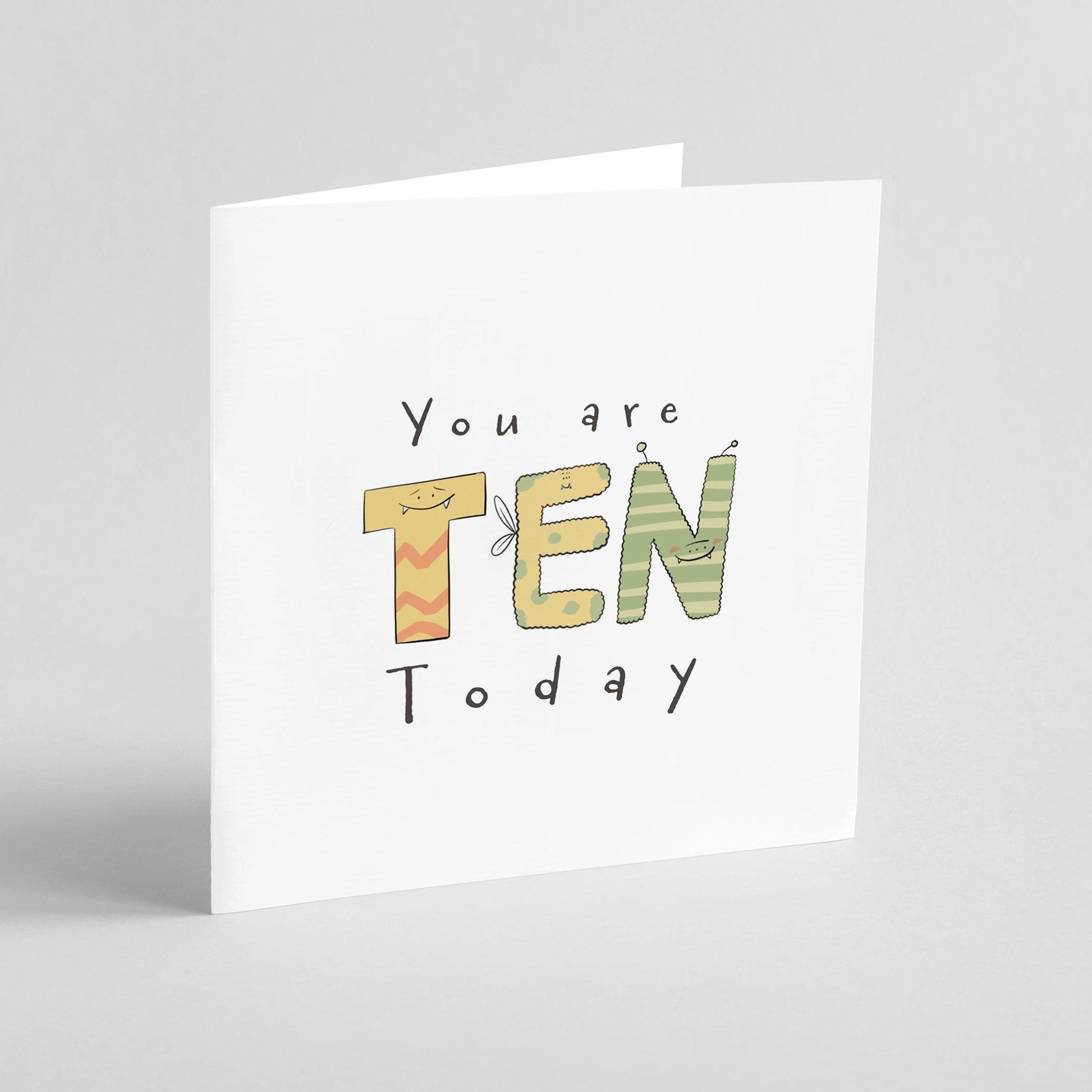 You Are 10 Today – Cute Monster Milestone Birthday Card