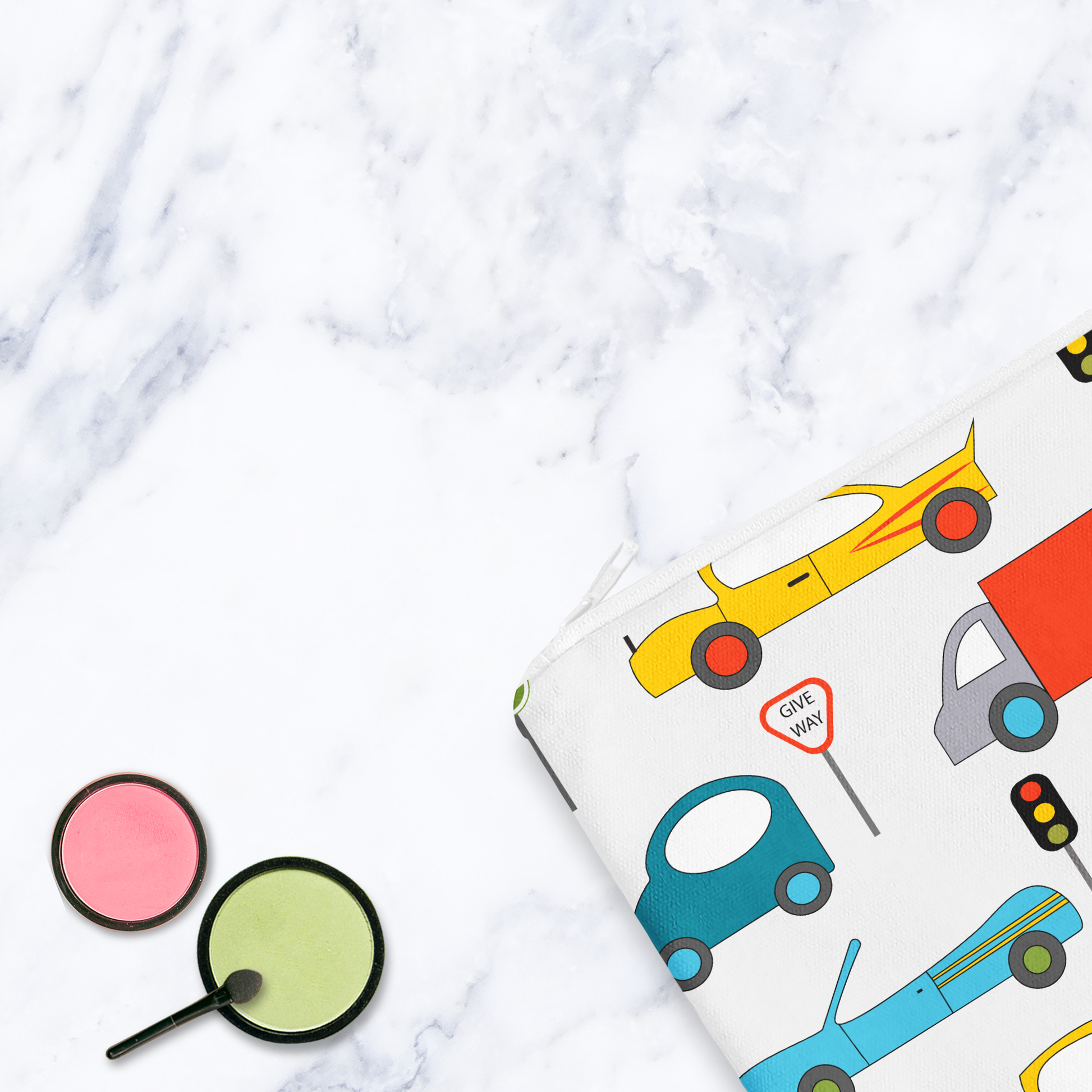 Cars Makeup Bag - Handmade Cosmetic Pouch