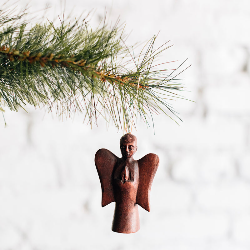 Hand Carved Angel Ornament in Wood