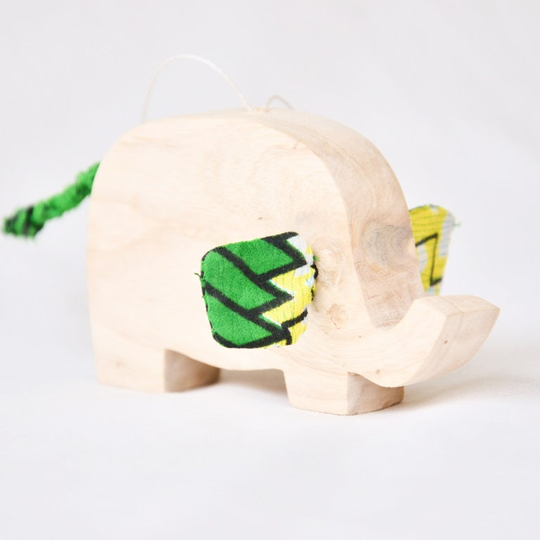 Hand Carved Animal Ornament in Natural Wood