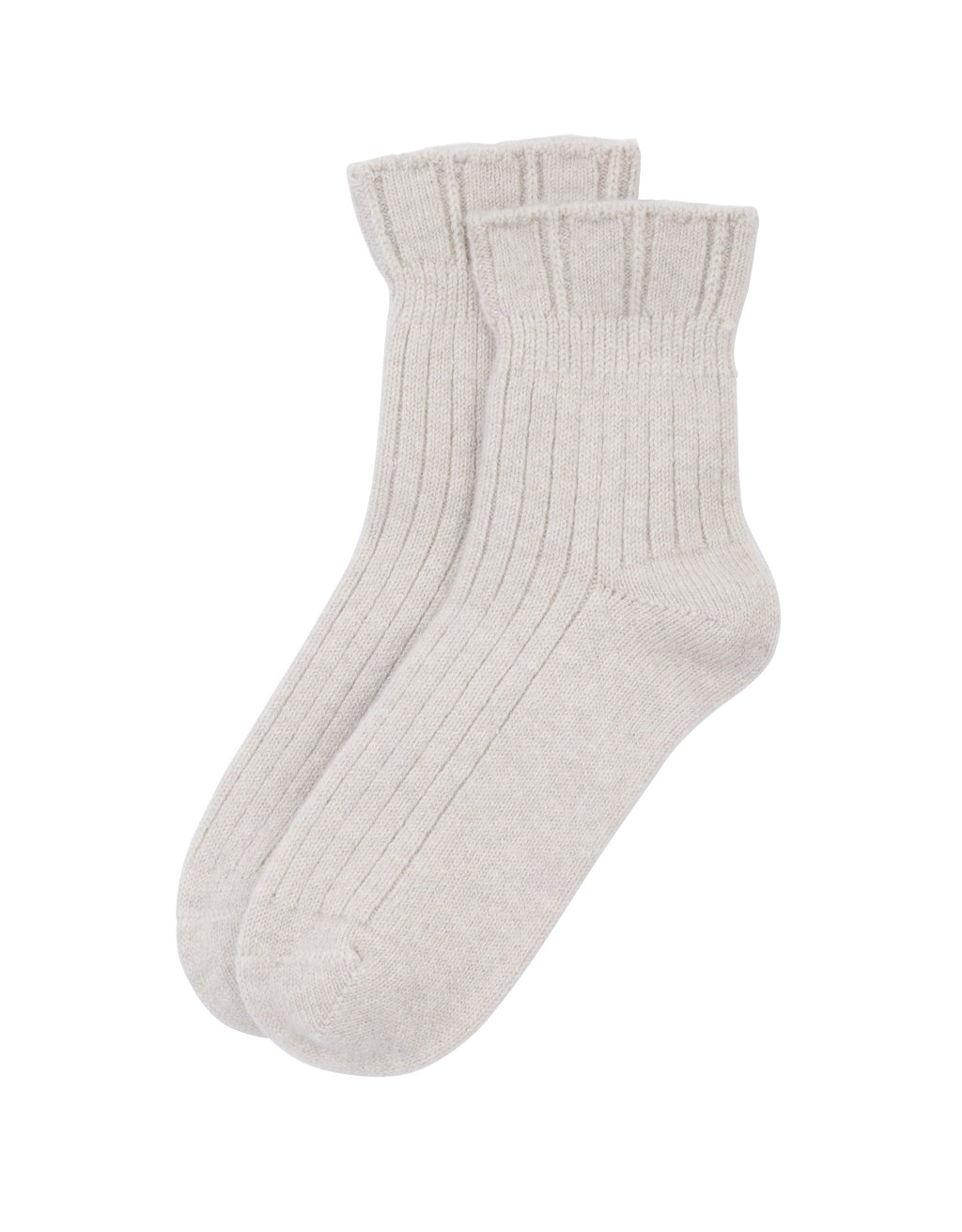 Soft Beige Ribbed Cashmere Socks