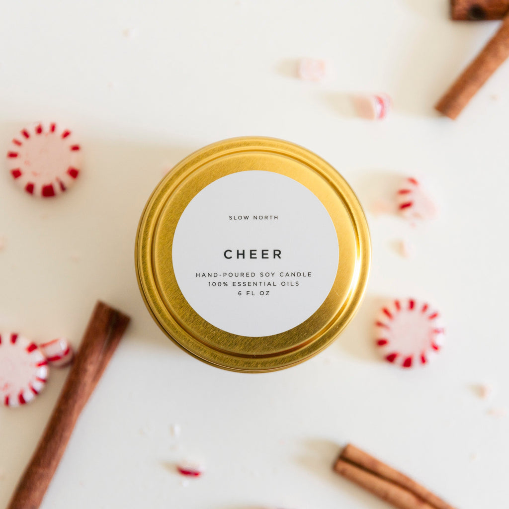 Cheer Cinnamon Cypress and Peppermint Candle