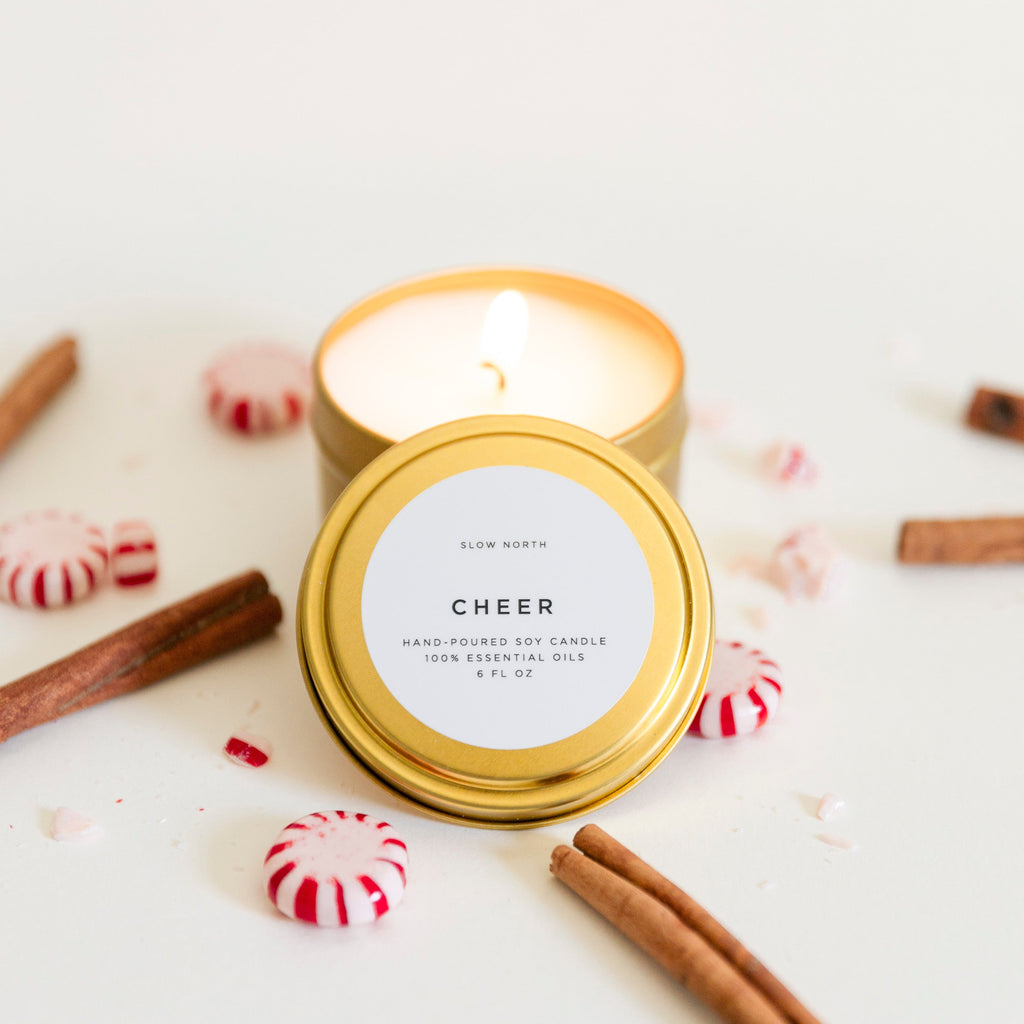 Cheer Cinnamon Cypress and Peppermint Candle
