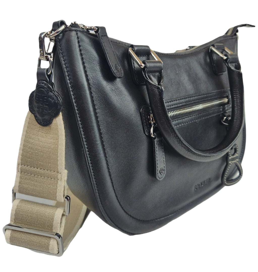 Chloe Leather Twin Handle Handbag with Crossbody Strap