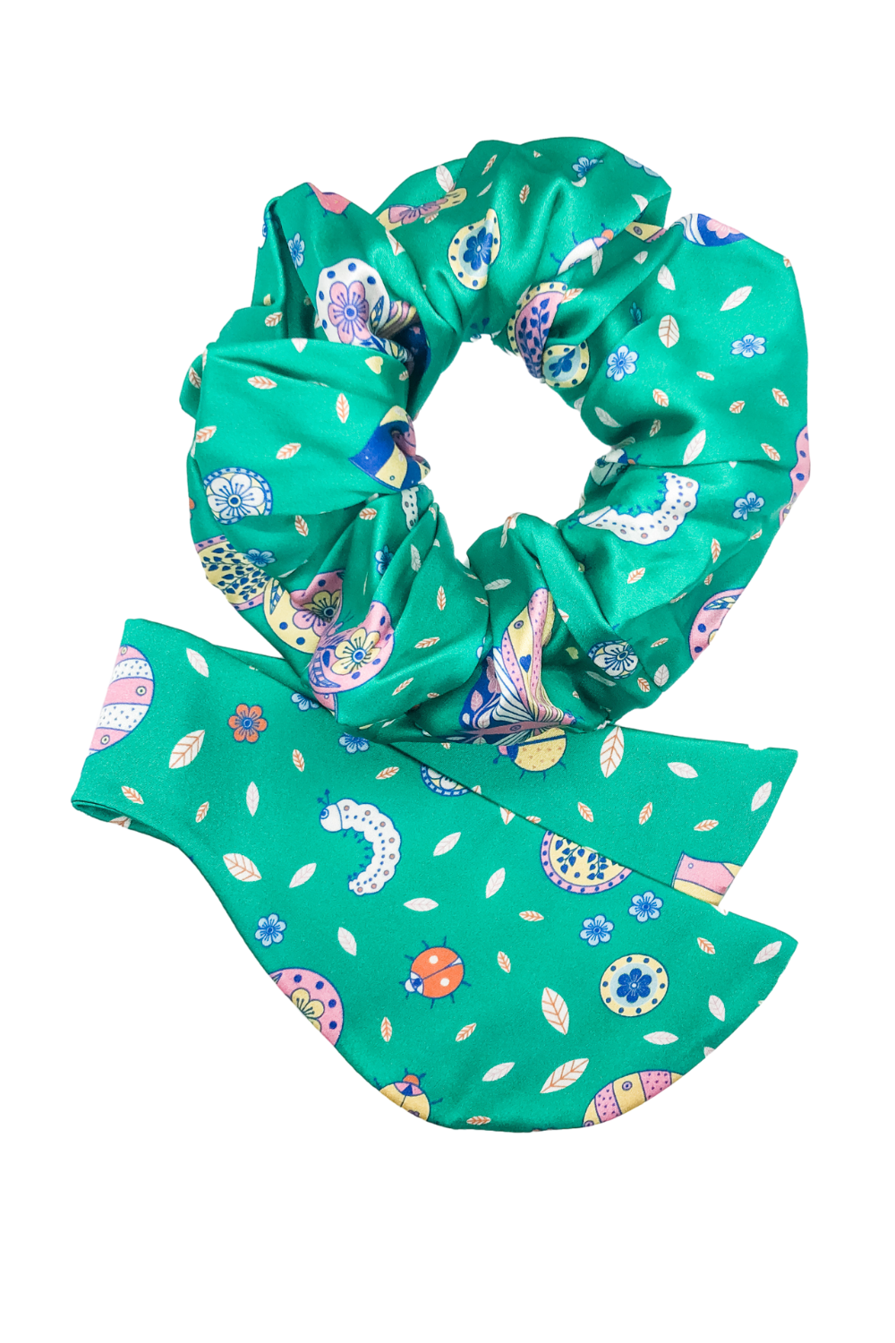 Bella Silk Scrunchie in Rainforest Butterfly