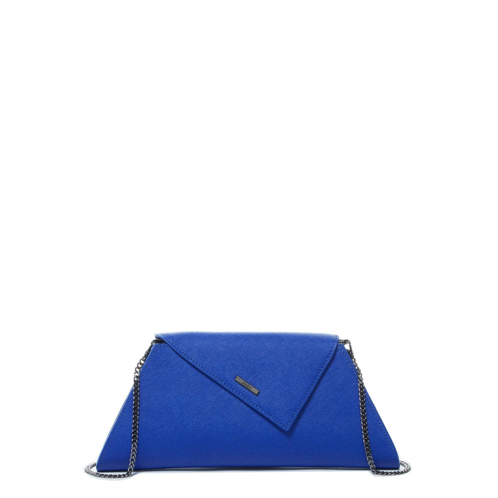 Cobalt Blue Leather Clutch Bag for Evening Wear