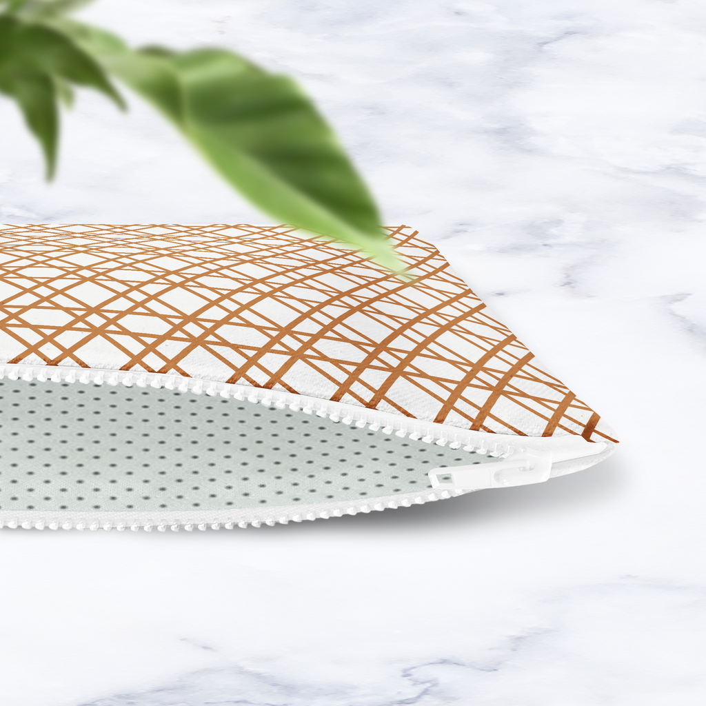 Geometric Copper Makeup Bag - Handmade Cosmetic Pouch in Warm Brown Tones