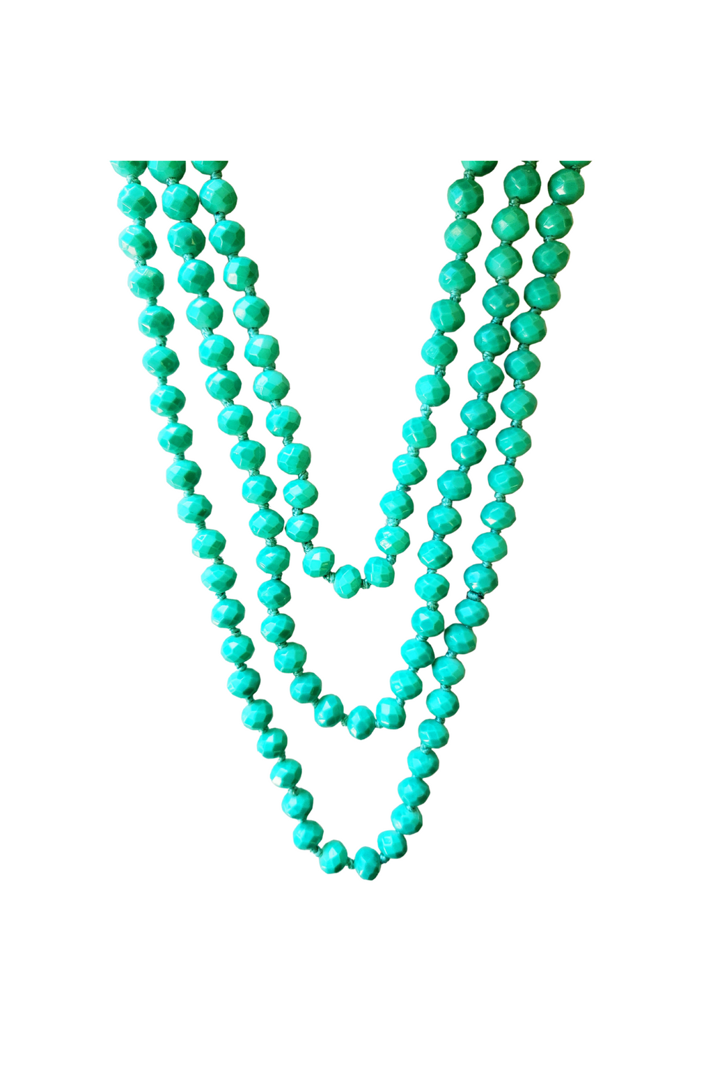 Sea Green Crystal Beaded Necklace, 60 inches