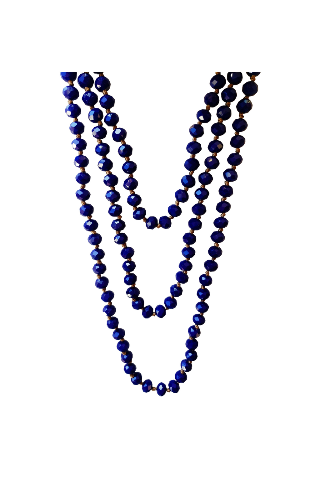 Royal Blue Crystal Beaded Necklace Long Length