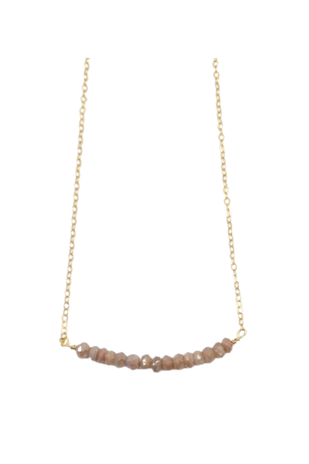 Michelle Bar Necklace in Peach Moonstone