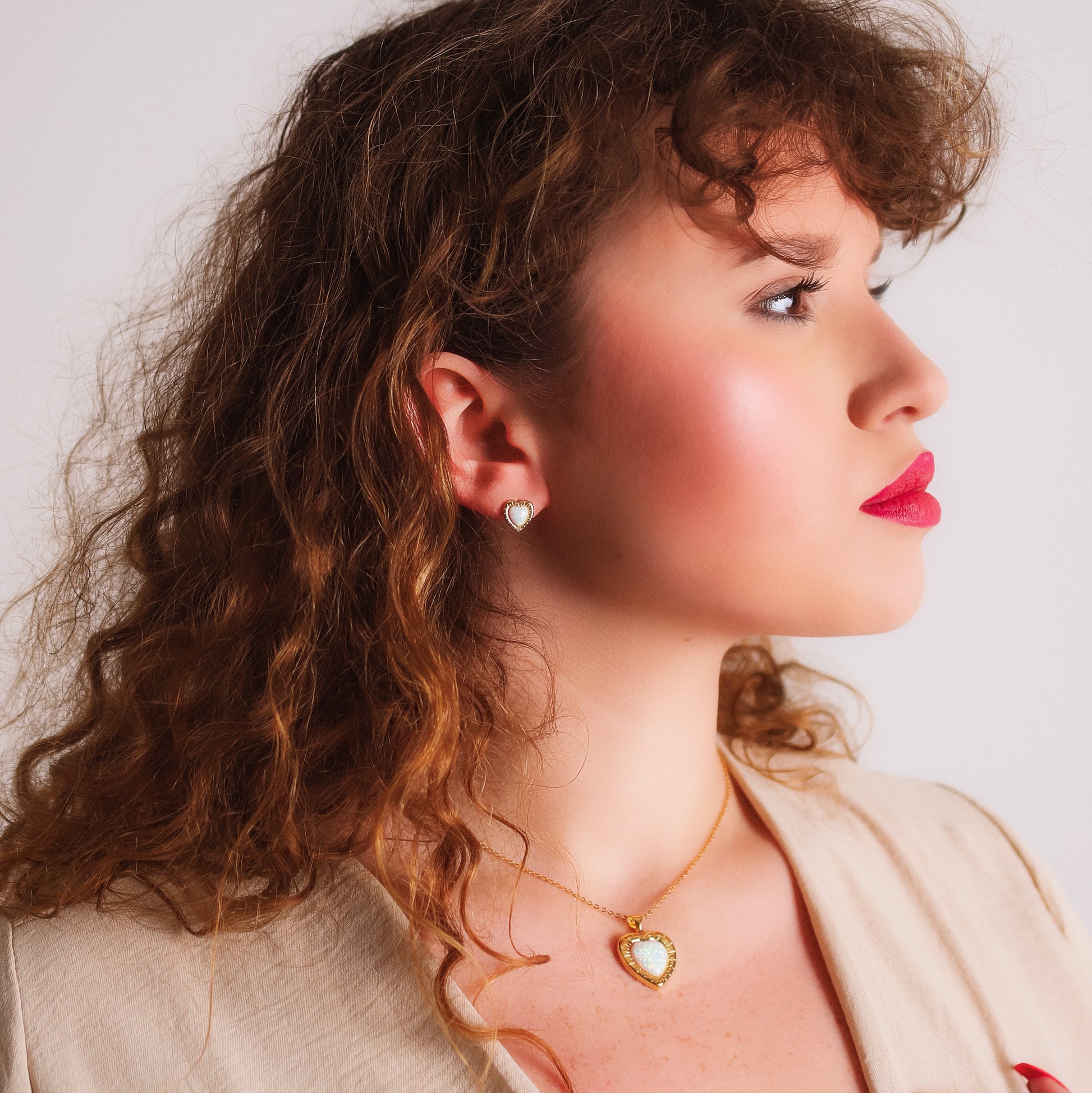 Suki Opal Heart Studs | 18k Gold Plated