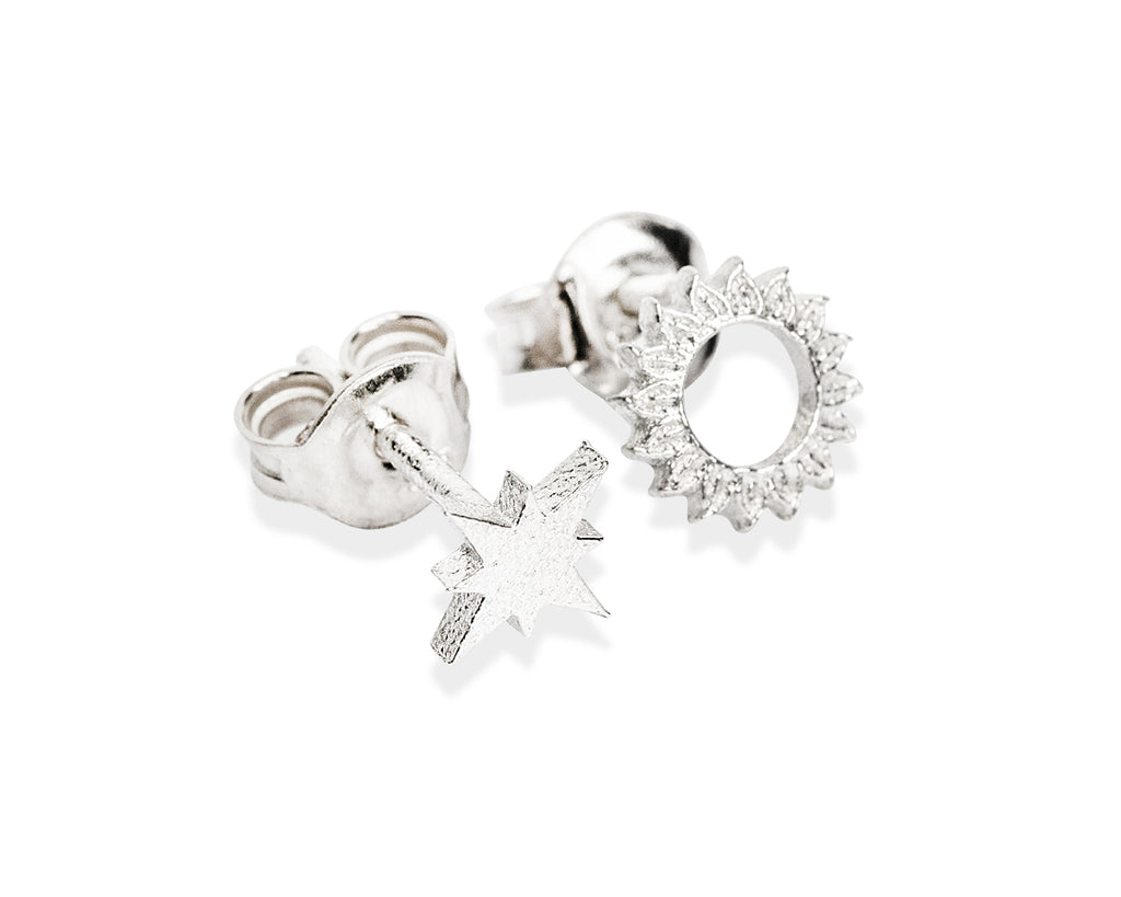 Sustainable Celestial Sun Stud Earrings – Eco-Friendly Elegance by New Vintage by Kriss at brixbailey.com