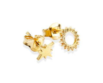 Celestial Sun Stud Earrings – Eco-Friendly & Artisan Crafted by New Vintage by Kriss at brixbailey.com