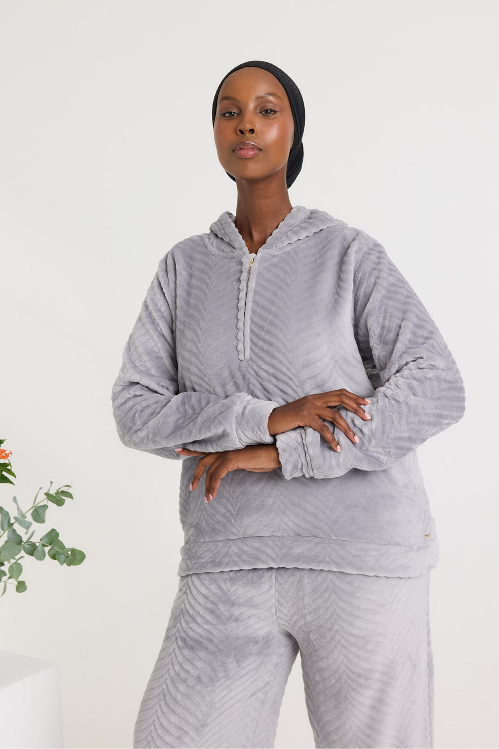 Cosy Chevron Lounge Suit in Shale Grey