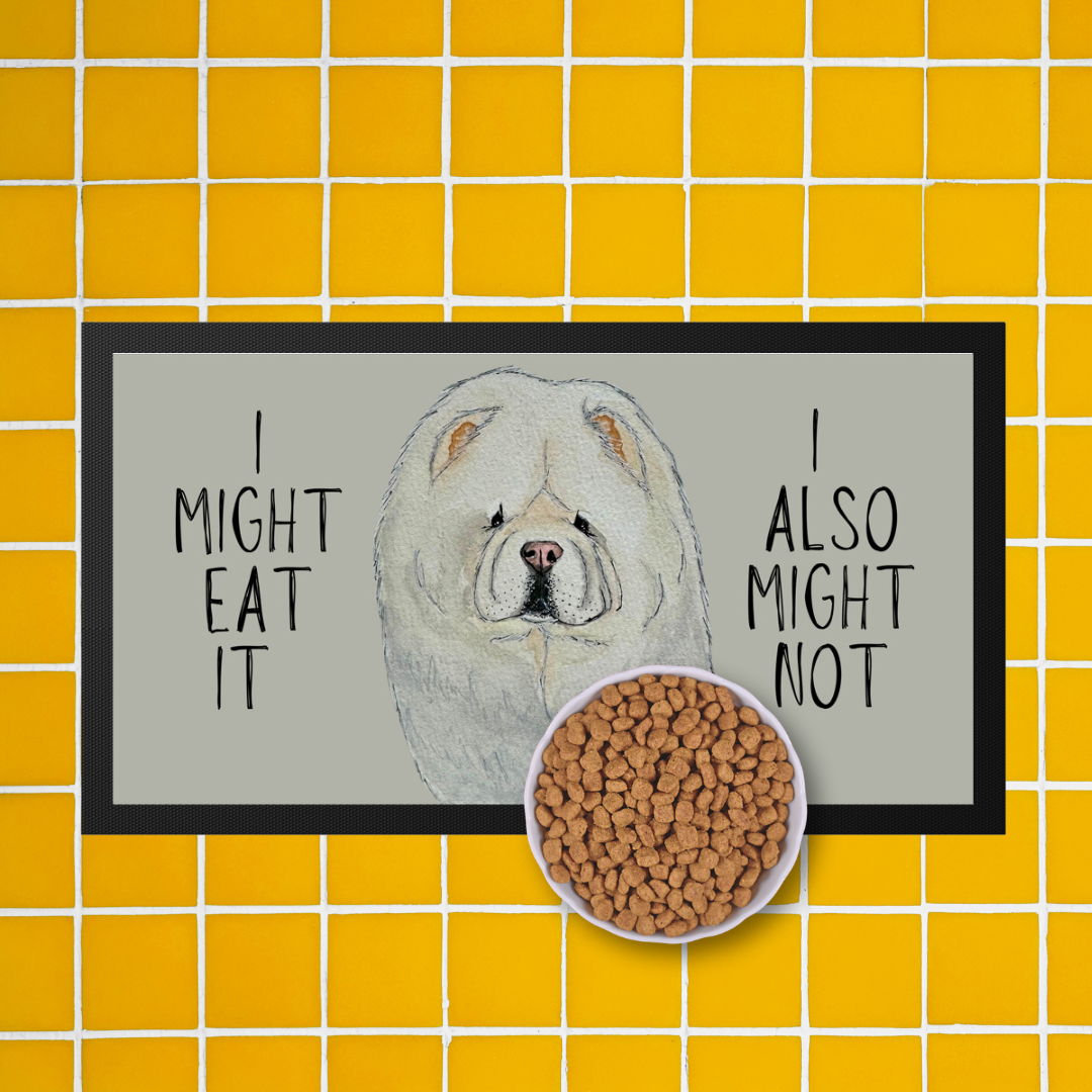 Chow-dorable Cream Chow Chow Pet Bowl Mat – "I Might Eat It, I Might Not"