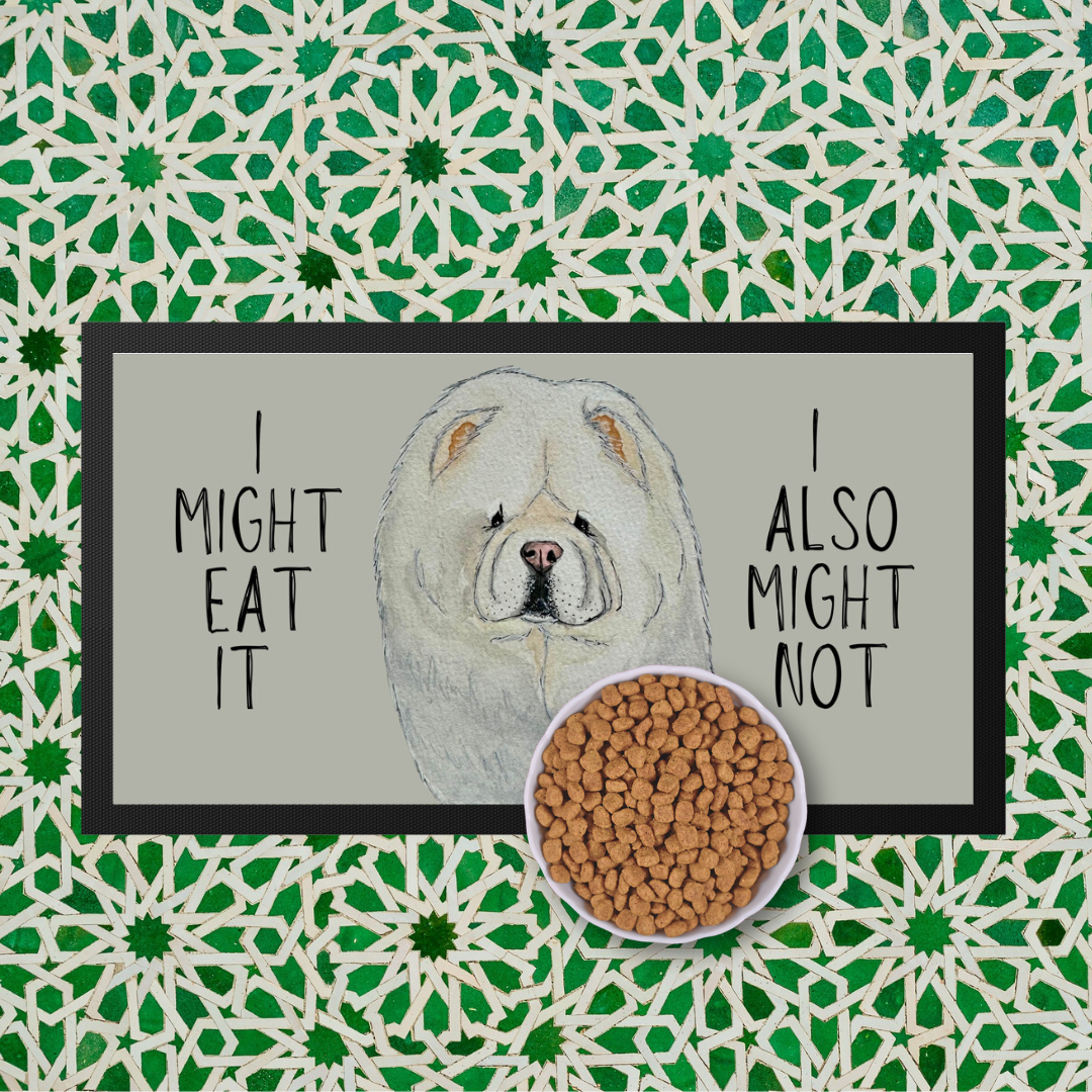 Chow-dorable Cream Chow Chow Pet Bowl Mat – "I Might Eat It, I Might Not"