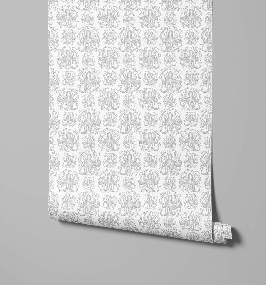 Octopus Wallpaper in Soft Muted Colours