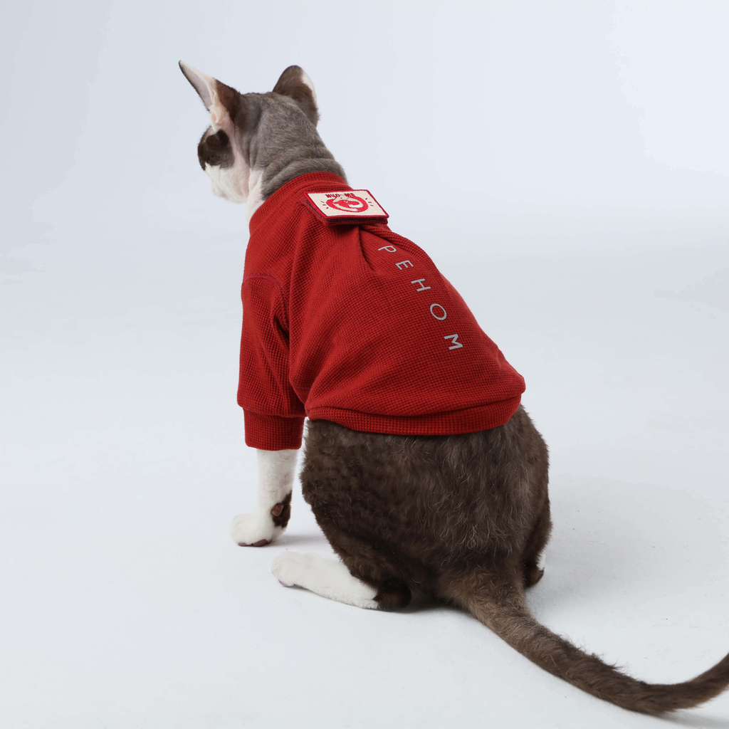 Red Waffle Embroidery T-Shirt