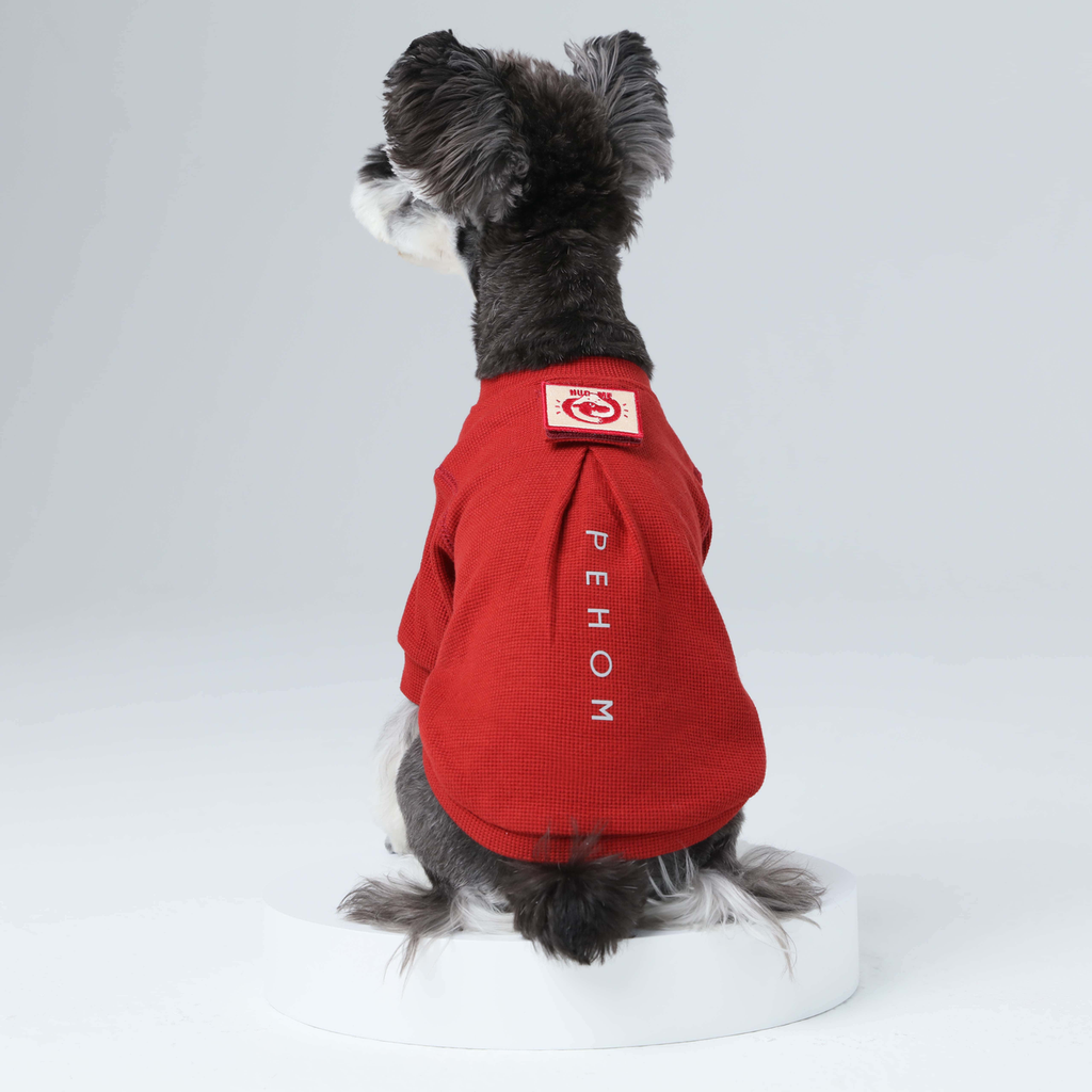 Red Waffle Embroidery T Shirt