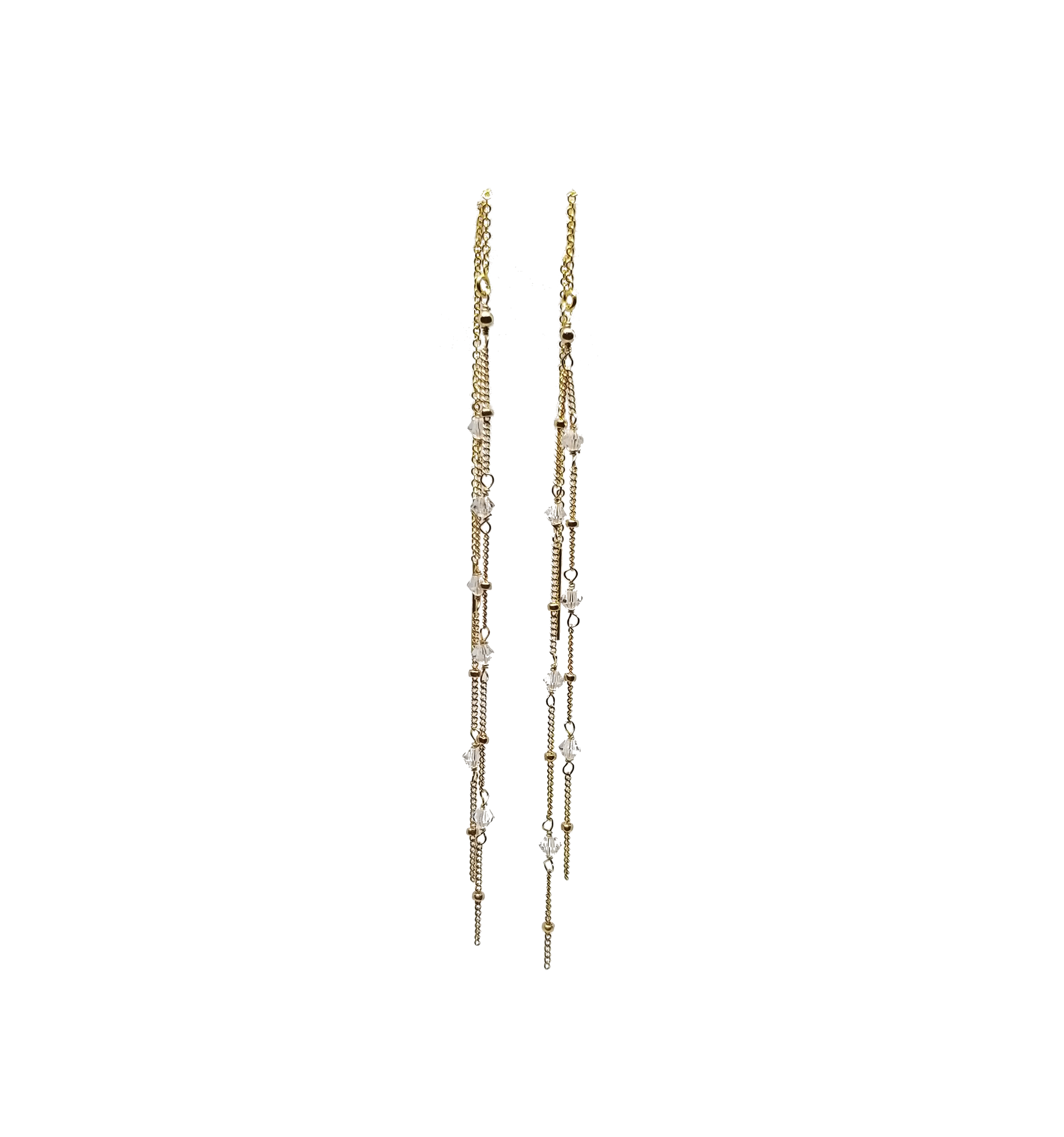 Crystal Threader Earrings in Gold