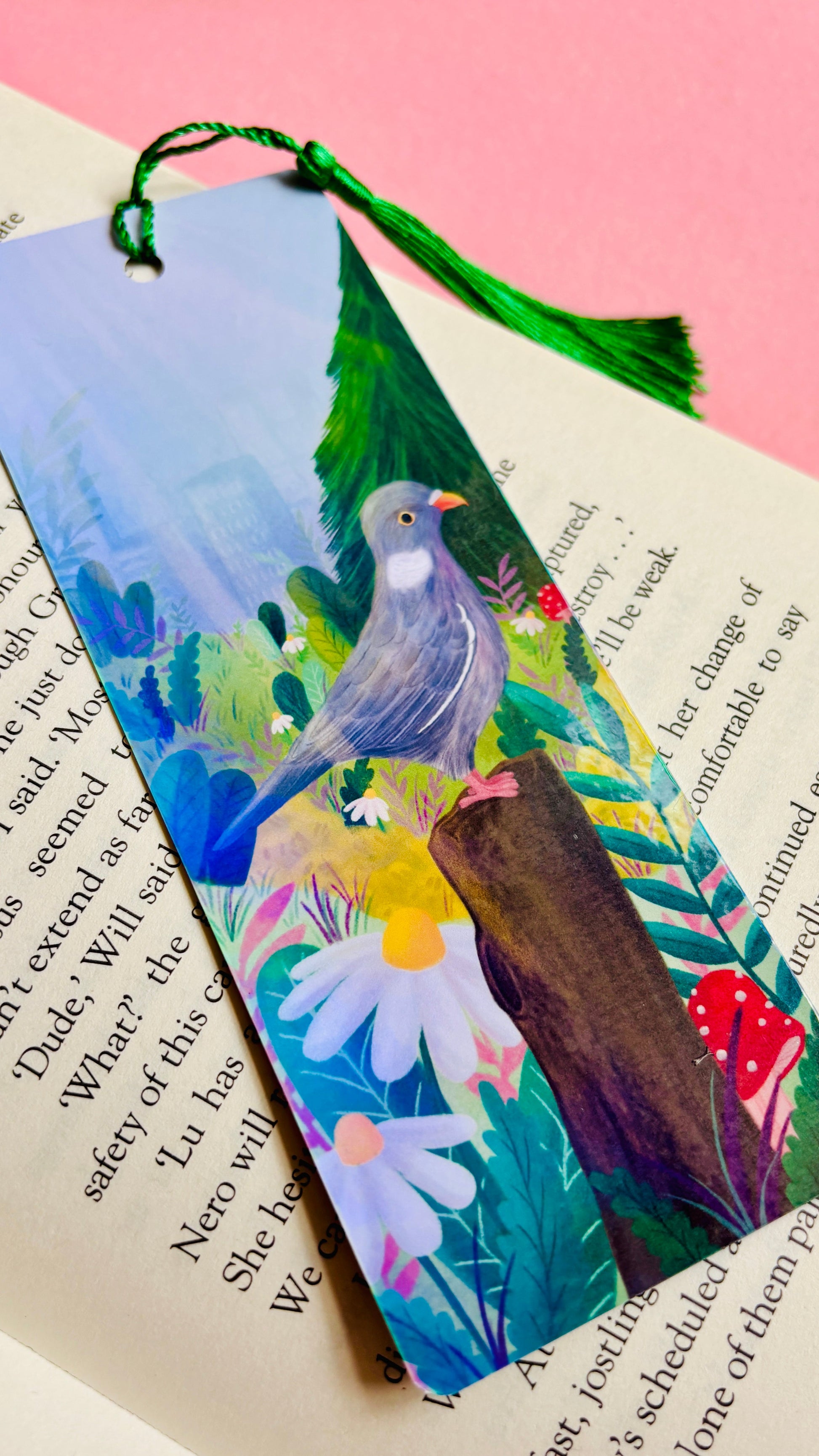 Pigeon Gift Bookmark- Handmade Holographic Bookmark