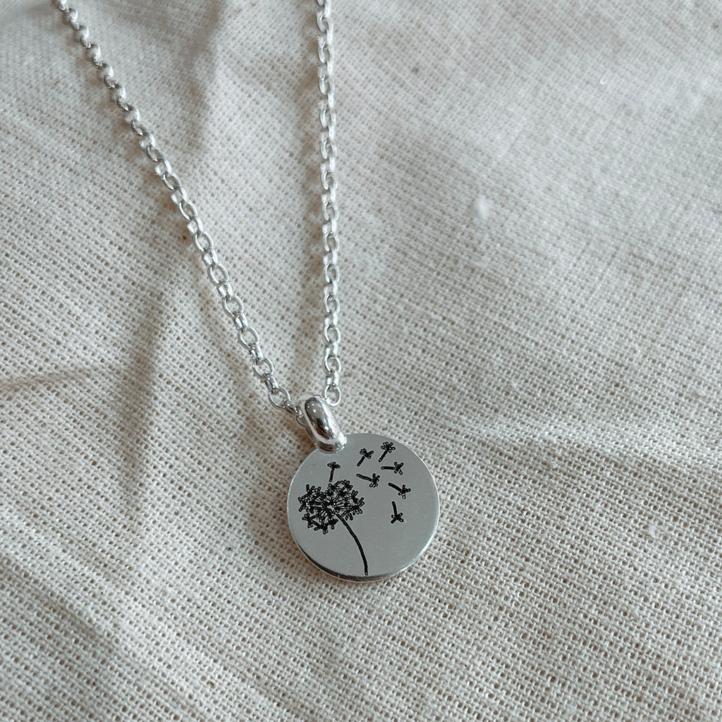 Dandelion Wish Necklace in Recycled Silver