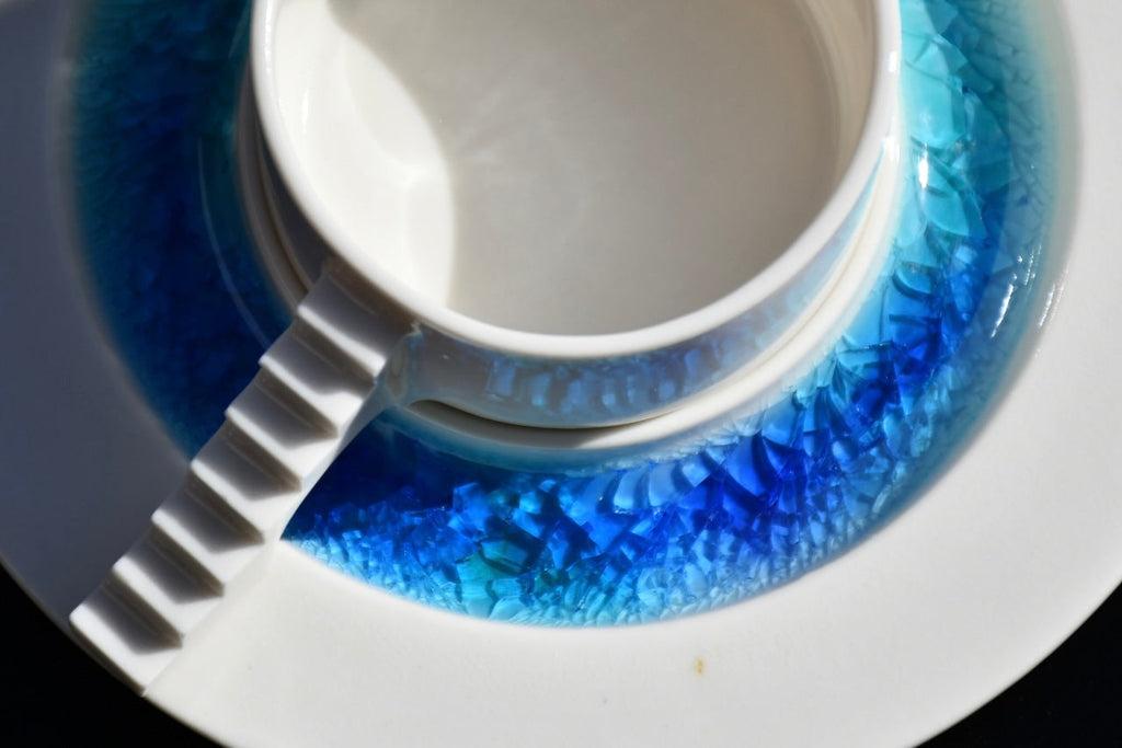 CASTLE COFFEE SET (blue glass moat)